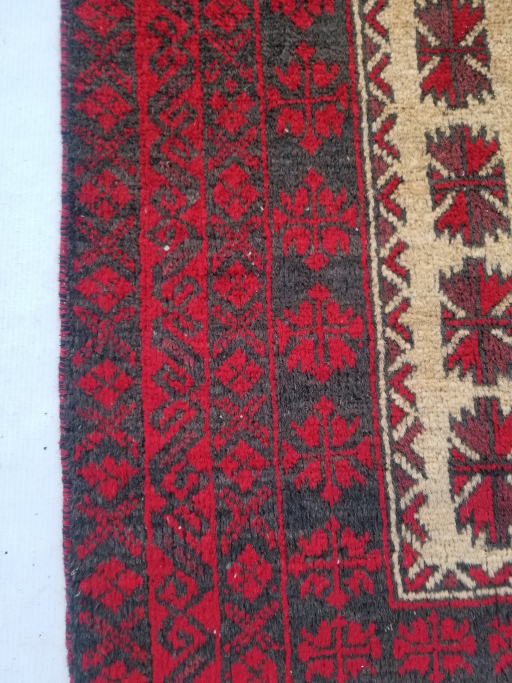 Antique Traditional Handmade Afghan Wool Multicolor Prayer Rug 148x92cm