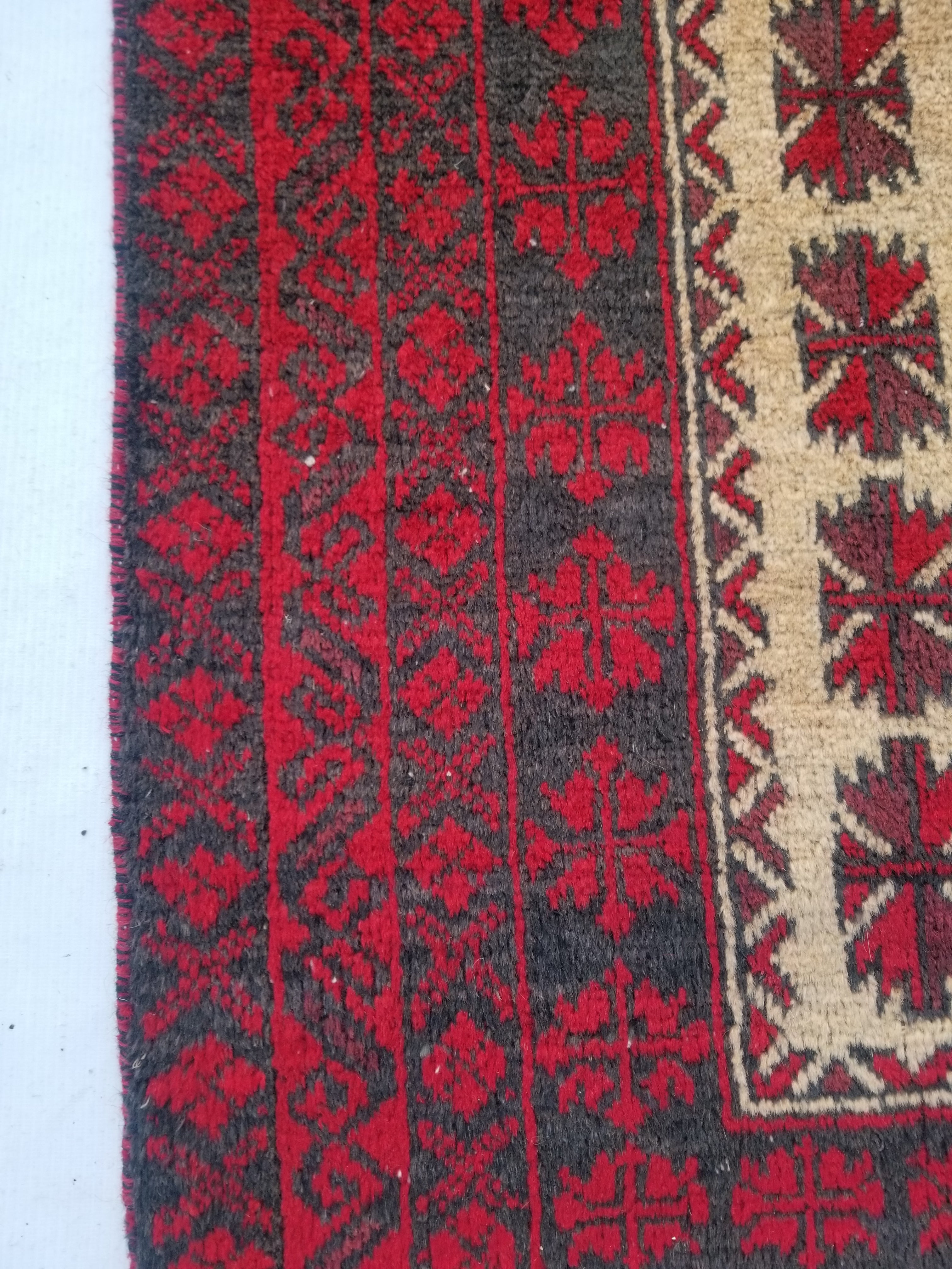 Antique Traditional Handmade Afghan Wool Multicolor Prayer Rug 148x92cm