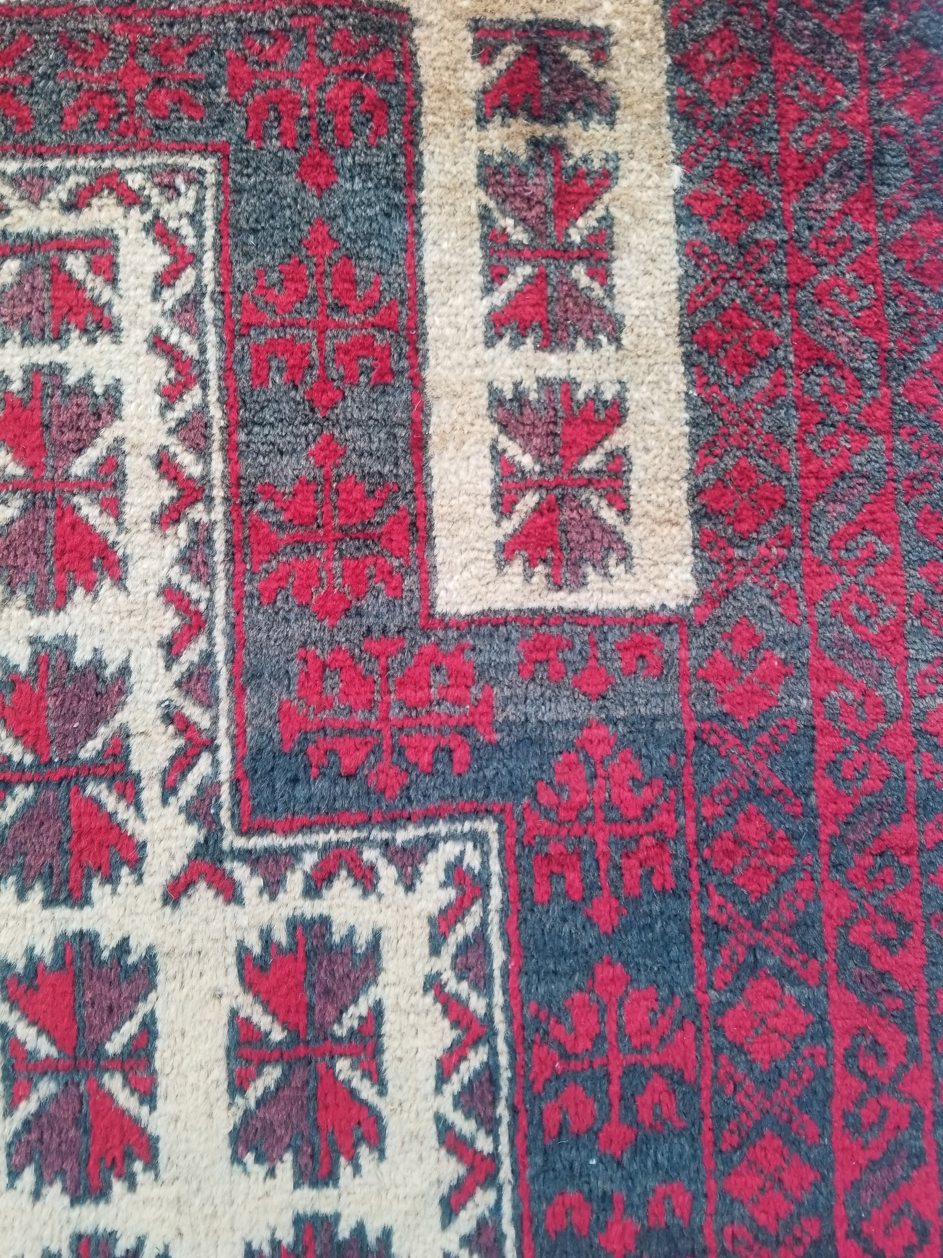 Antique Traditional Handmade Afghan Wool Multicolor Prayer Rug 148x92cm