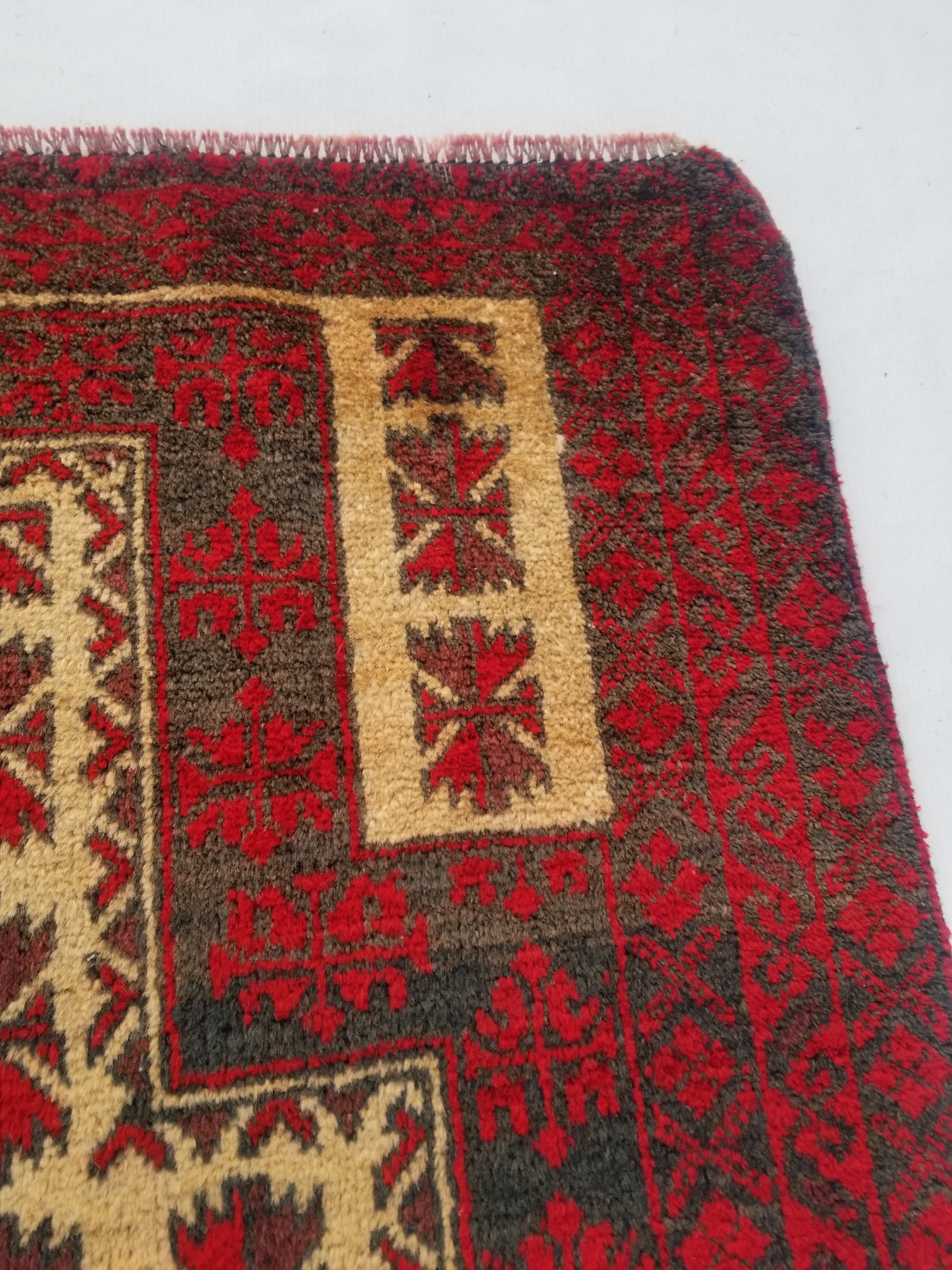 Antique Traditional Handmade Afghan Wool Multicolor Prayer Rug 148x92cm