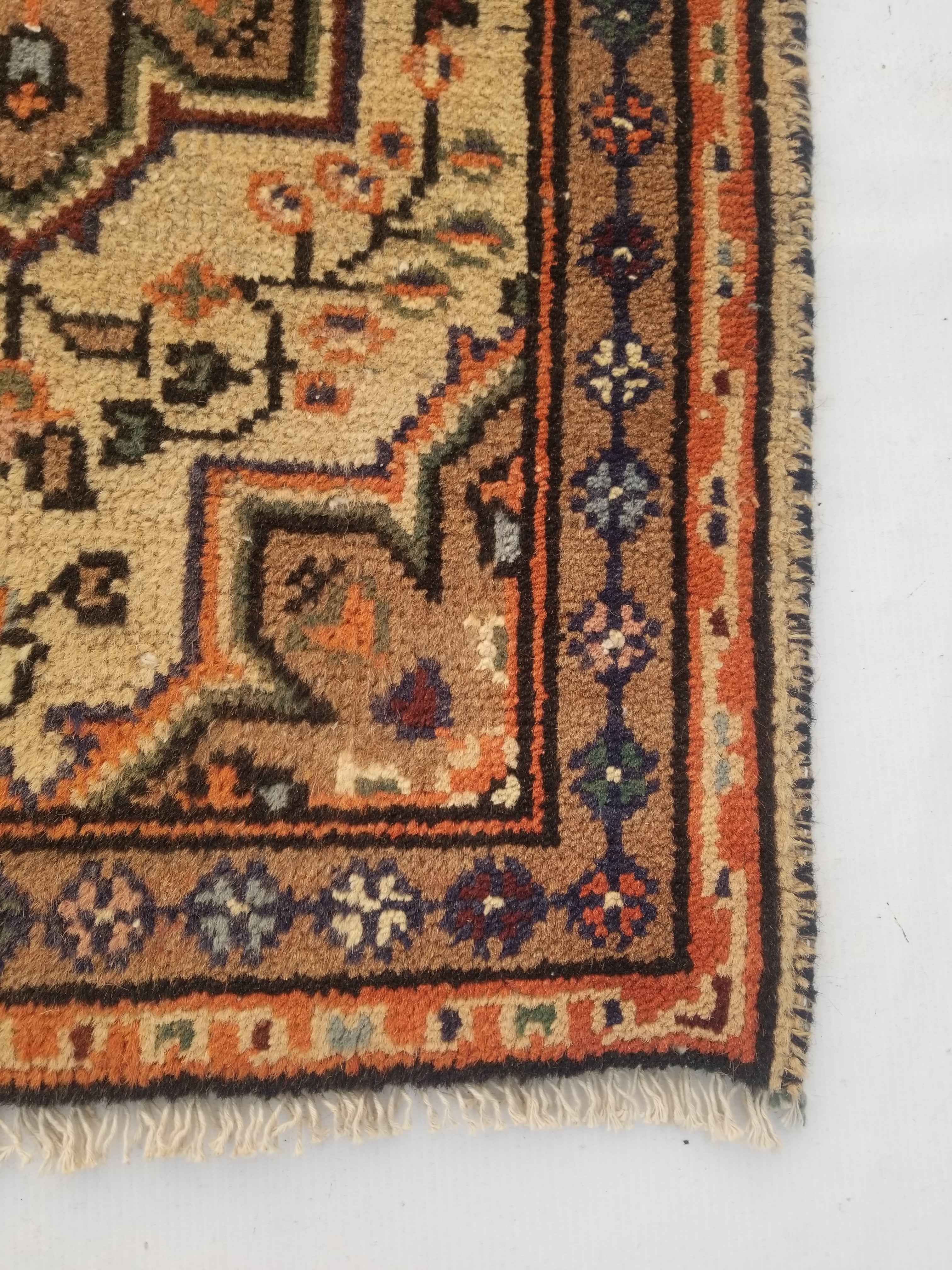 Vintage Traditional Handmade Oriental Wool Multicolor Rug 84x56cm