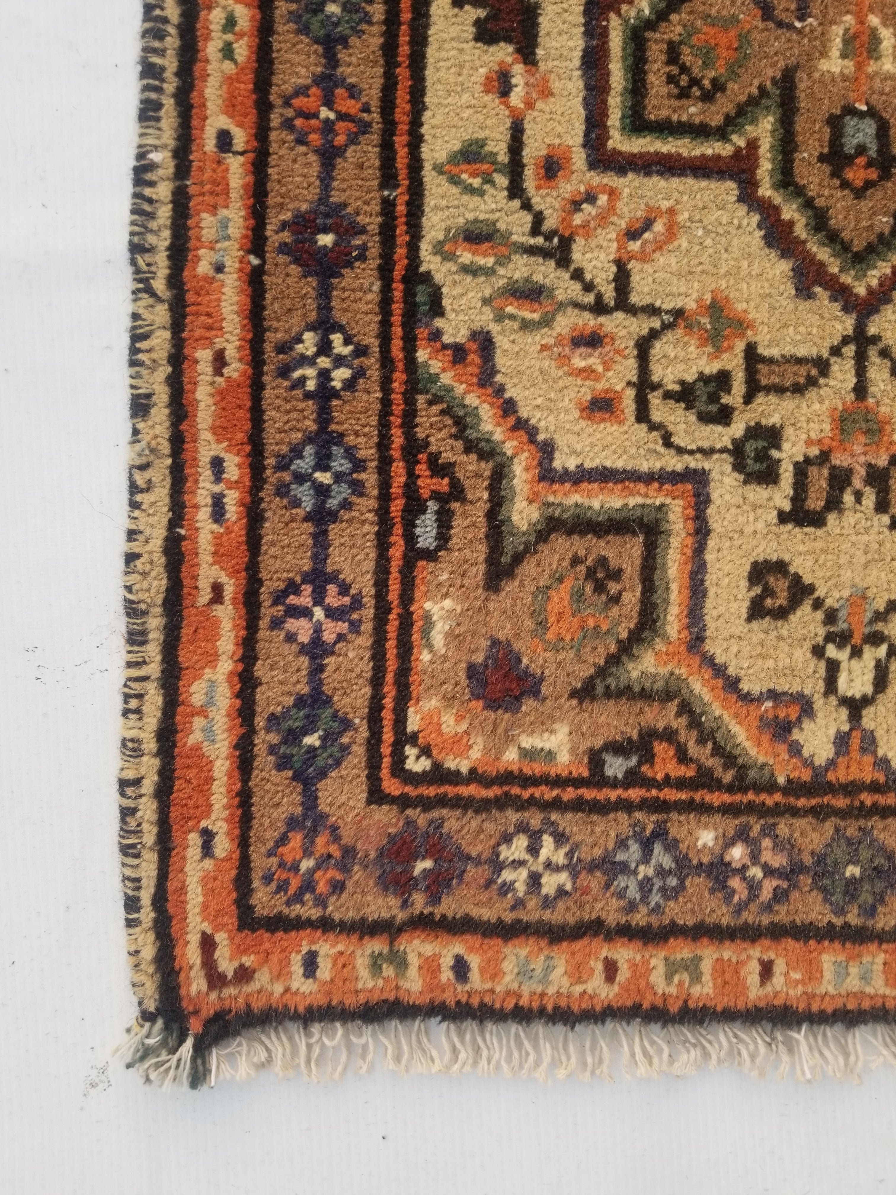 Vintage Traditional Handmade Oriental Wool Multicolor Rug 84x56cm