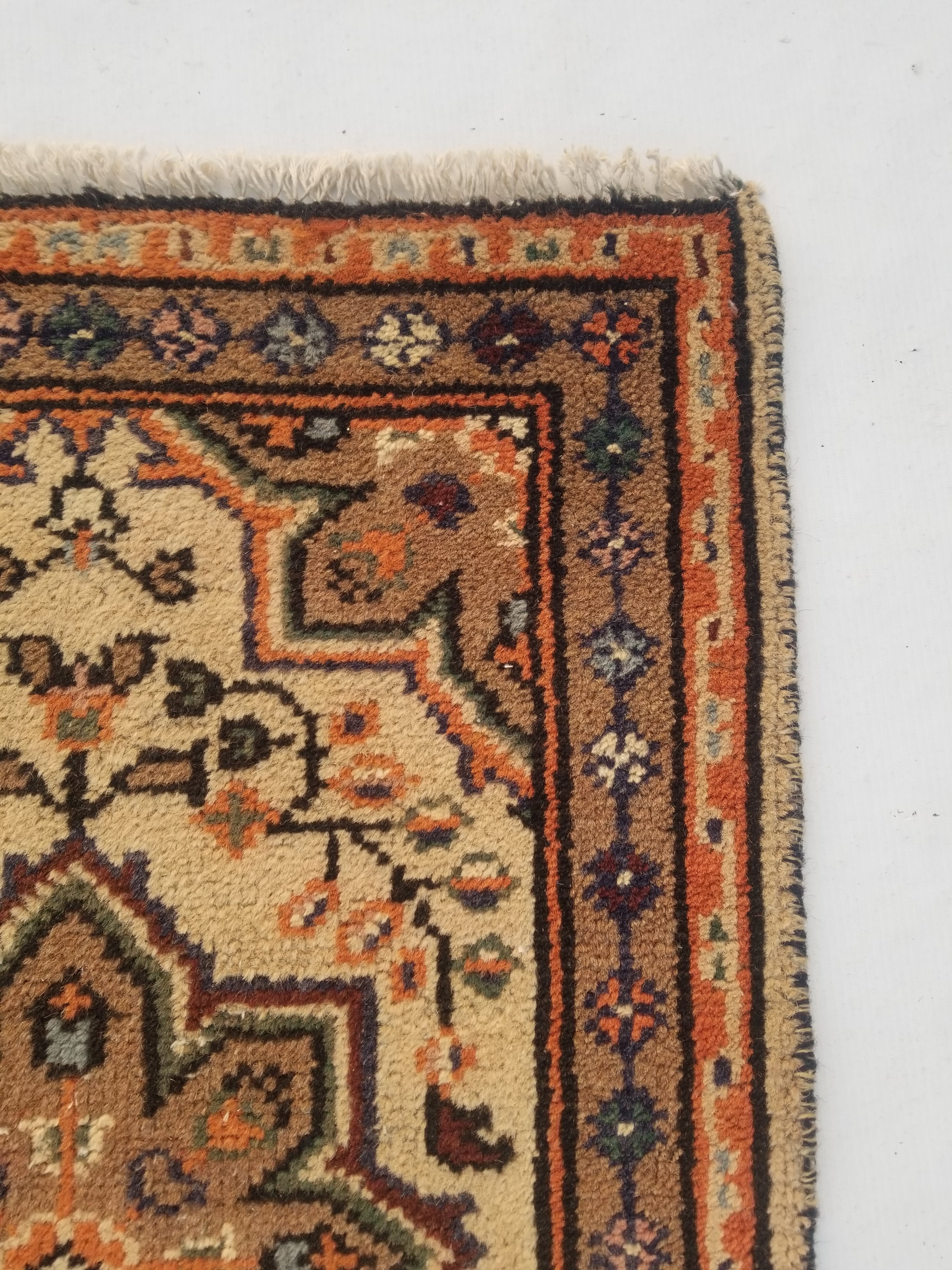 Vintage Traditional Handmade Oriental Wool Multicolor Rug 84x56cm