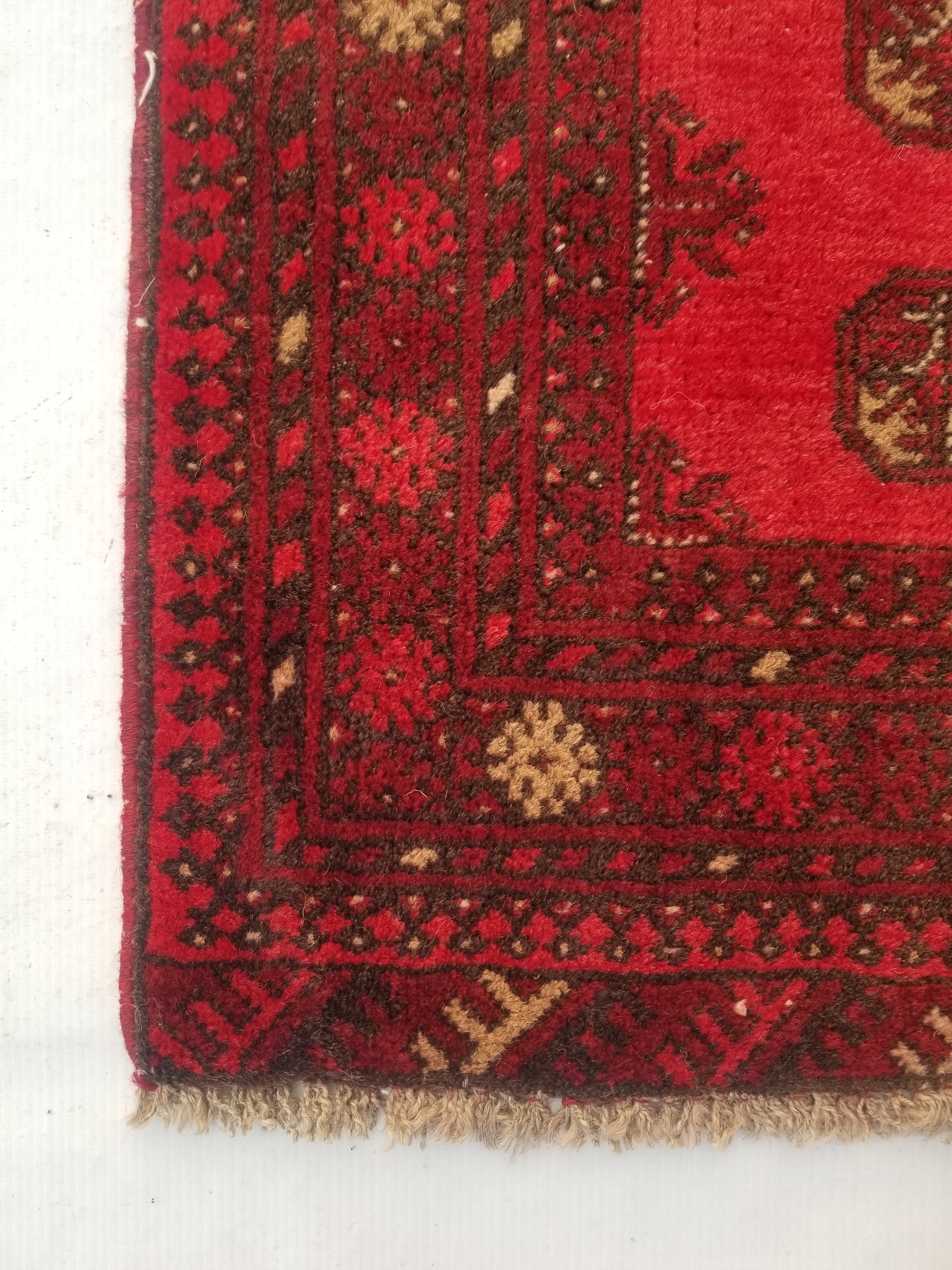 Vintage Traditional Handmade Afghan Turkoman Bokhara Wool Multicolor Rug 65x52cm