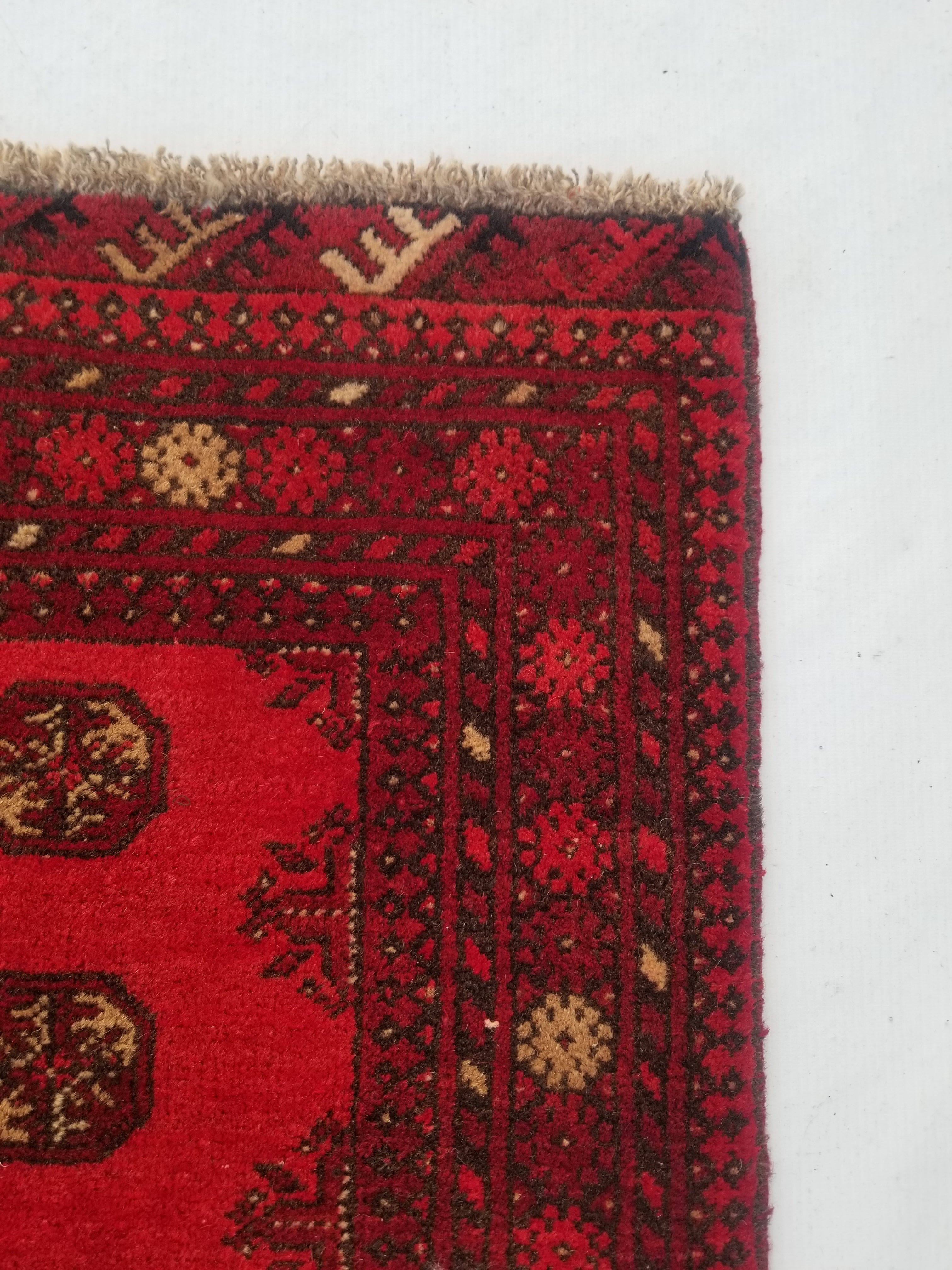 Vintage Traditional Handmade Afghan Turkoman Bokhara Wool Multicolor Rug 65x52cm