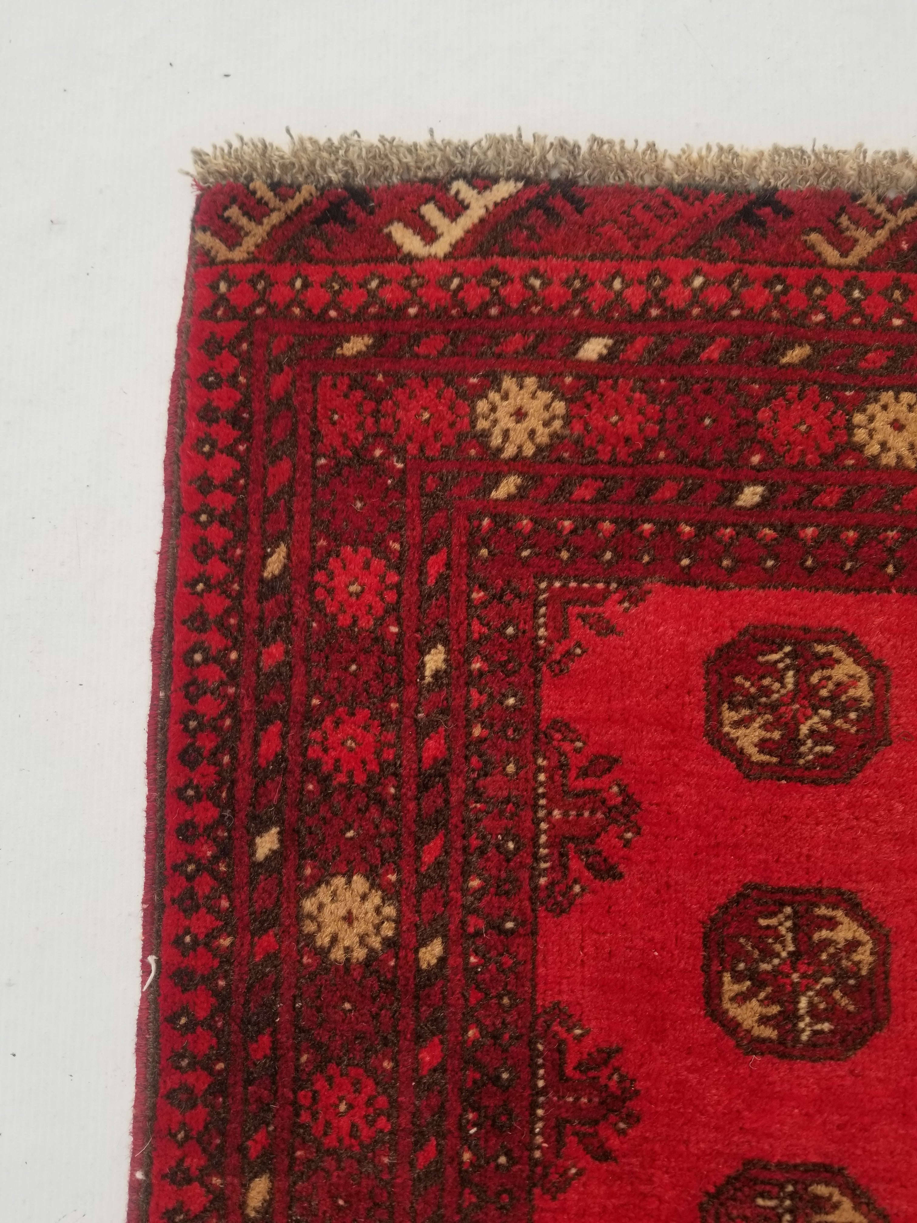 Vintage Traditional Handmade Afghan Turkoman Bokhara Wool Multicolor Rug 65x52cm