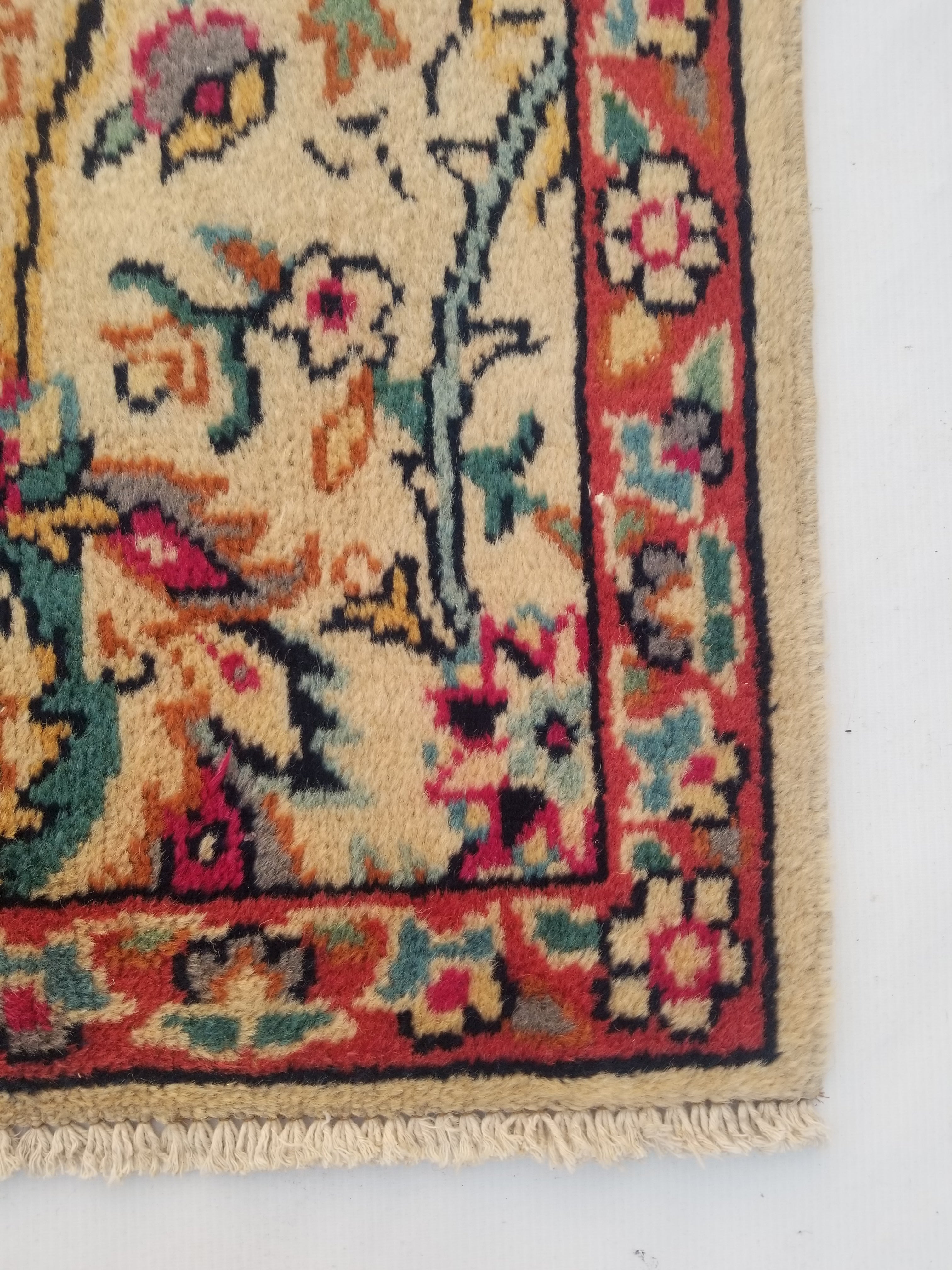 Vintage Traditional Handmade Oriental Wool Multicolor Rug 139x41cm