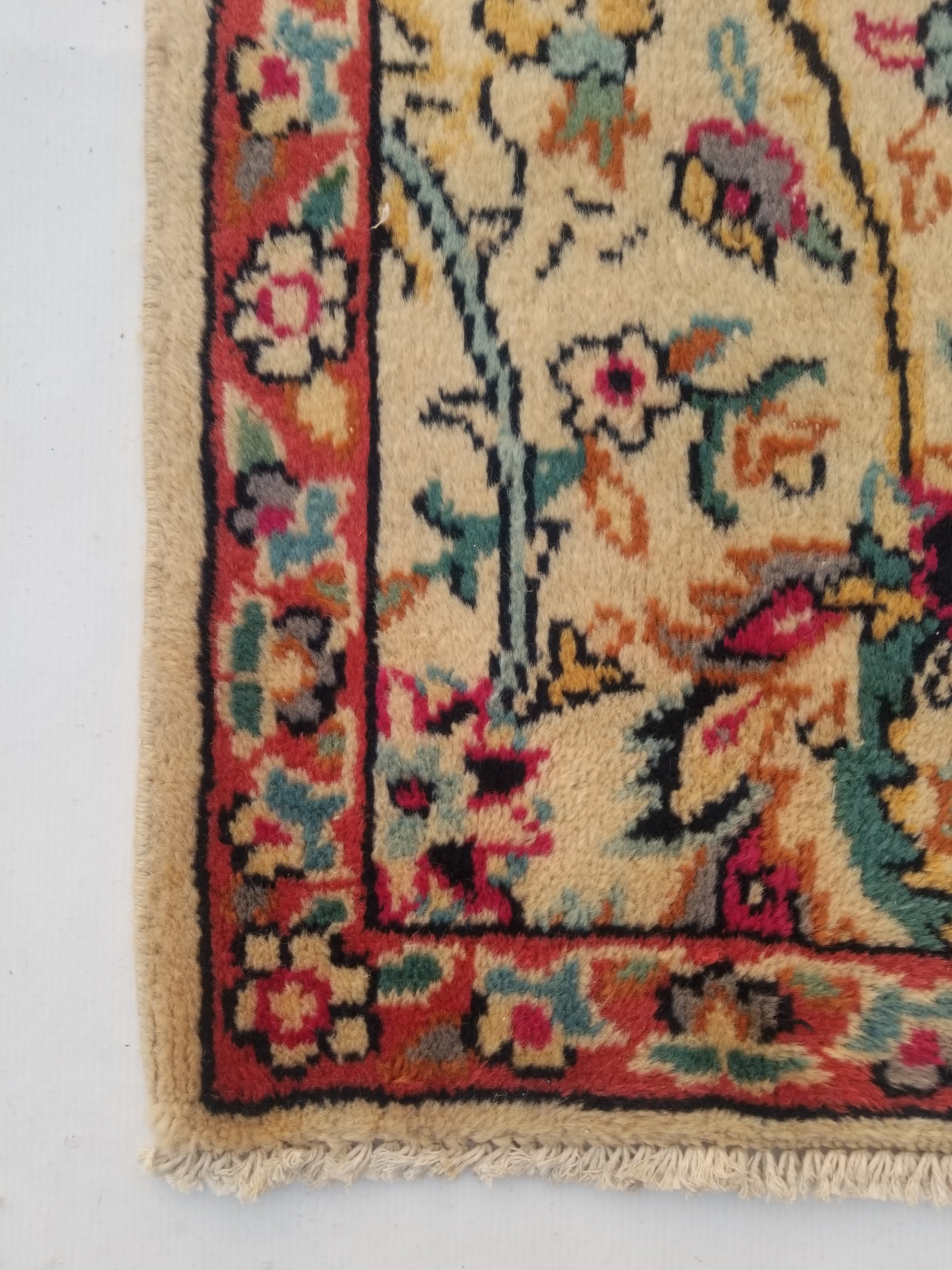 Vintage Traditional Handmade Oriental Wool Multicolor Rug 139x41cm