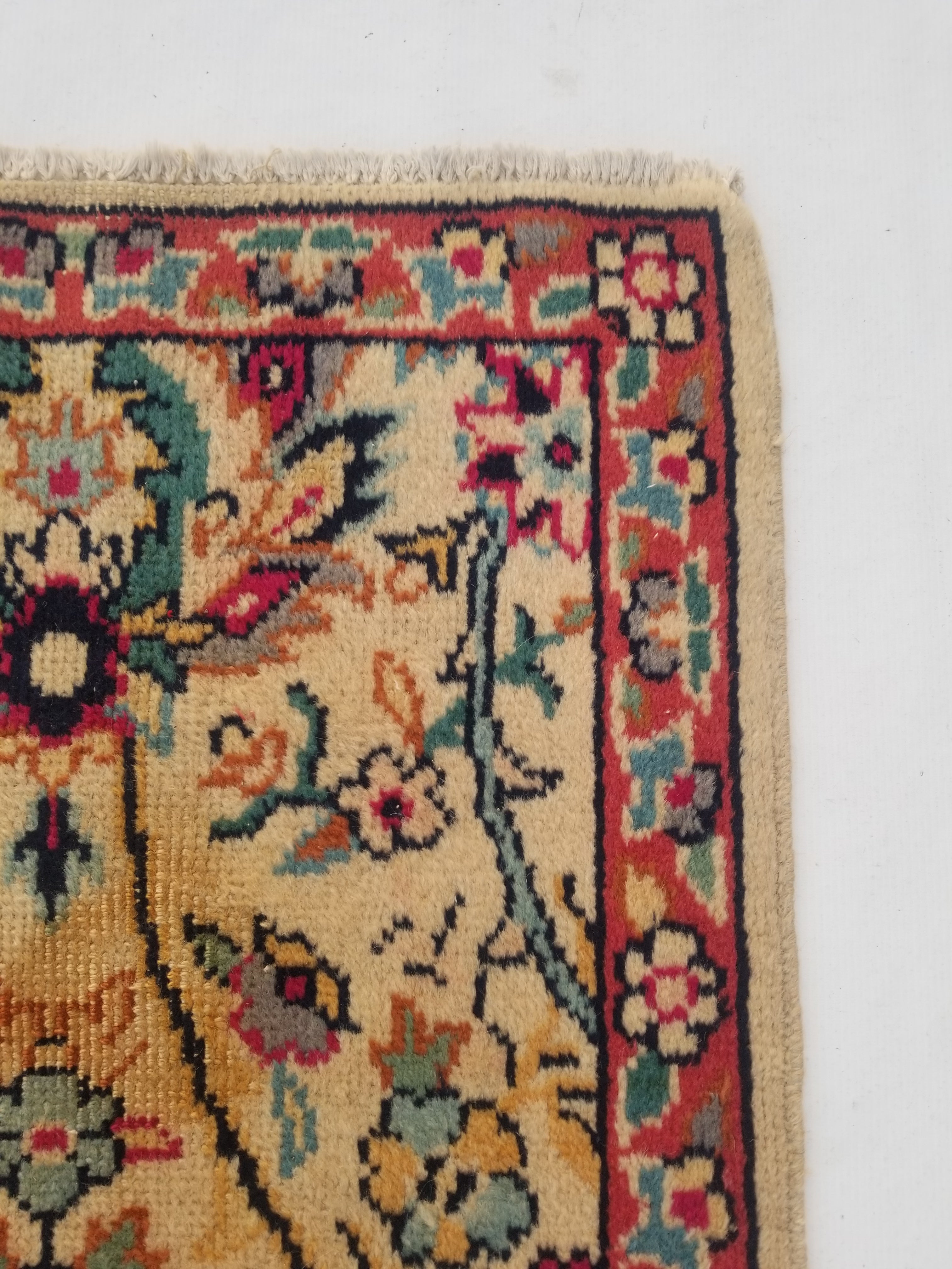 Vintage Traditional Handmade Oriental Wool Multicolor Rug 139x41cm