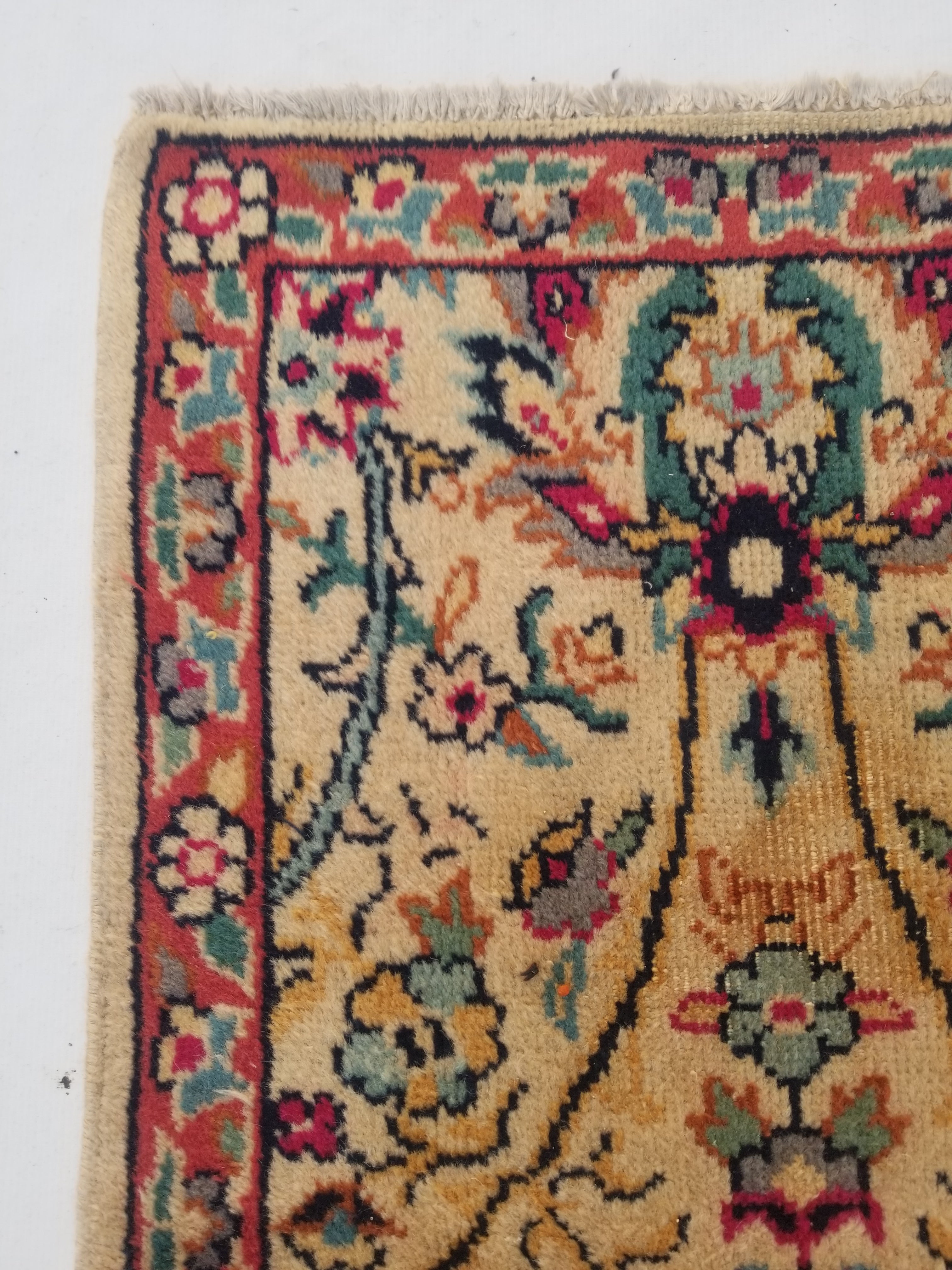 Vintage Traditional Handmade Oriental Wool Multicolor Rug 139x41cm