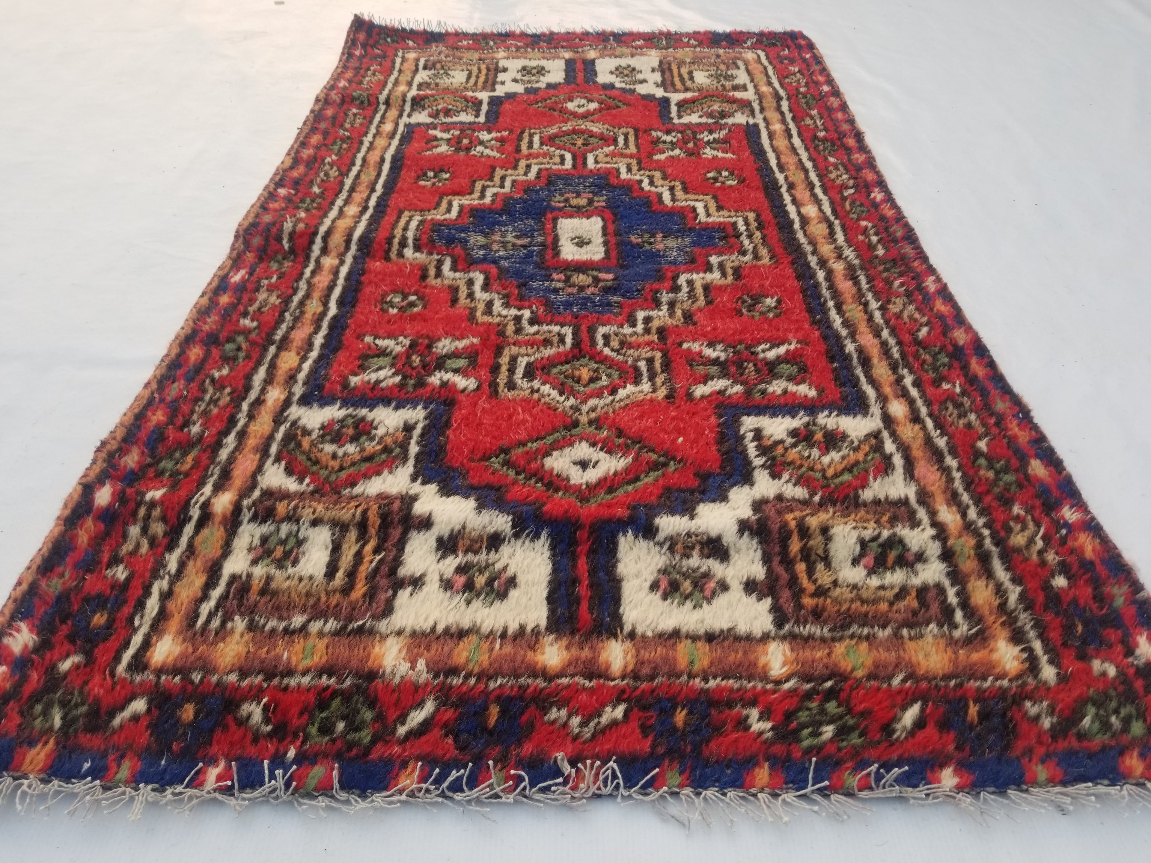 Vintage Traditional Handmade Hamadan Wool Multicolor Rug 150x85cm