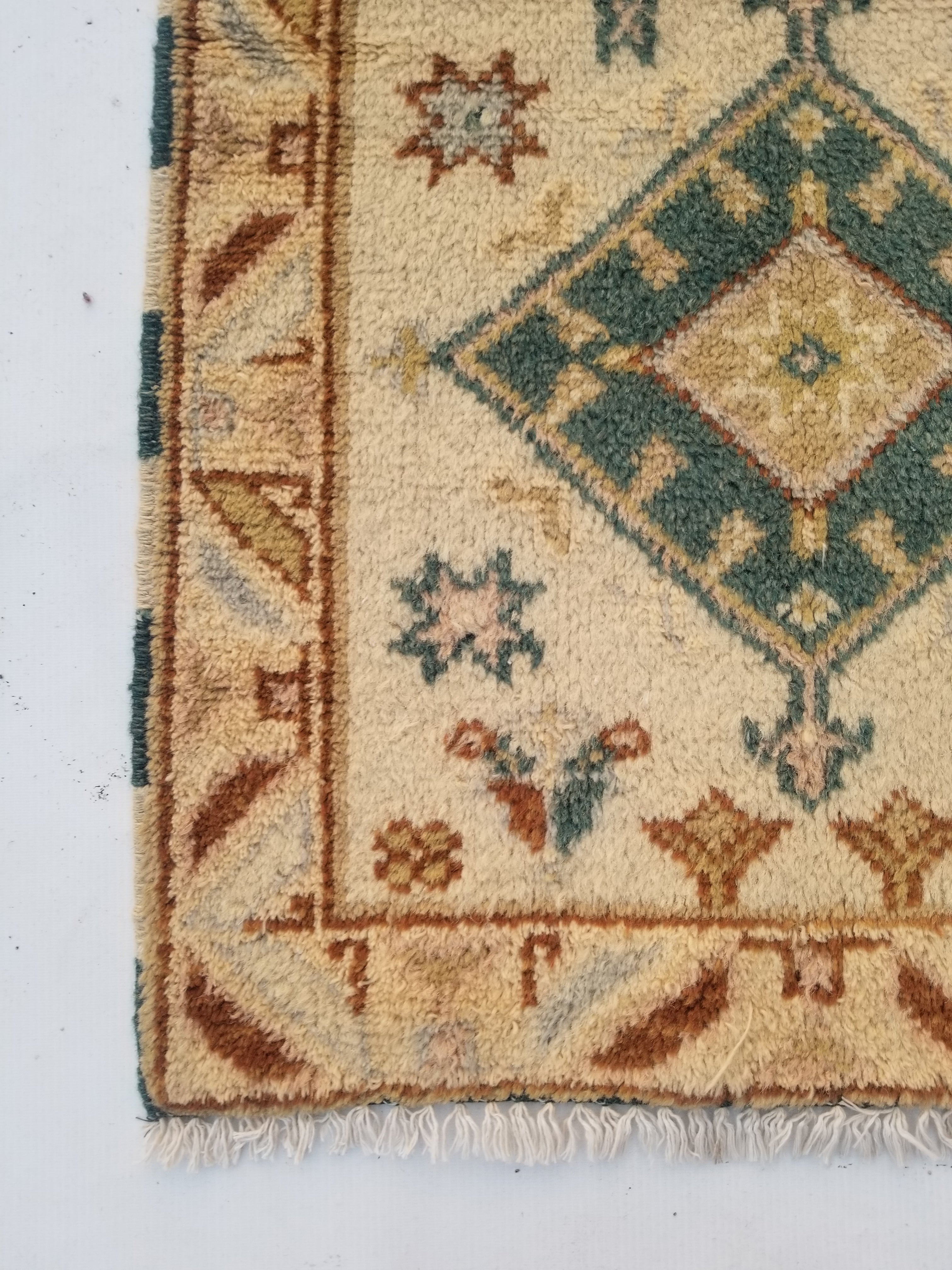 Vintage Traditional Handmade Turkish Oushak Wool Multicolor Rug 120x61cm