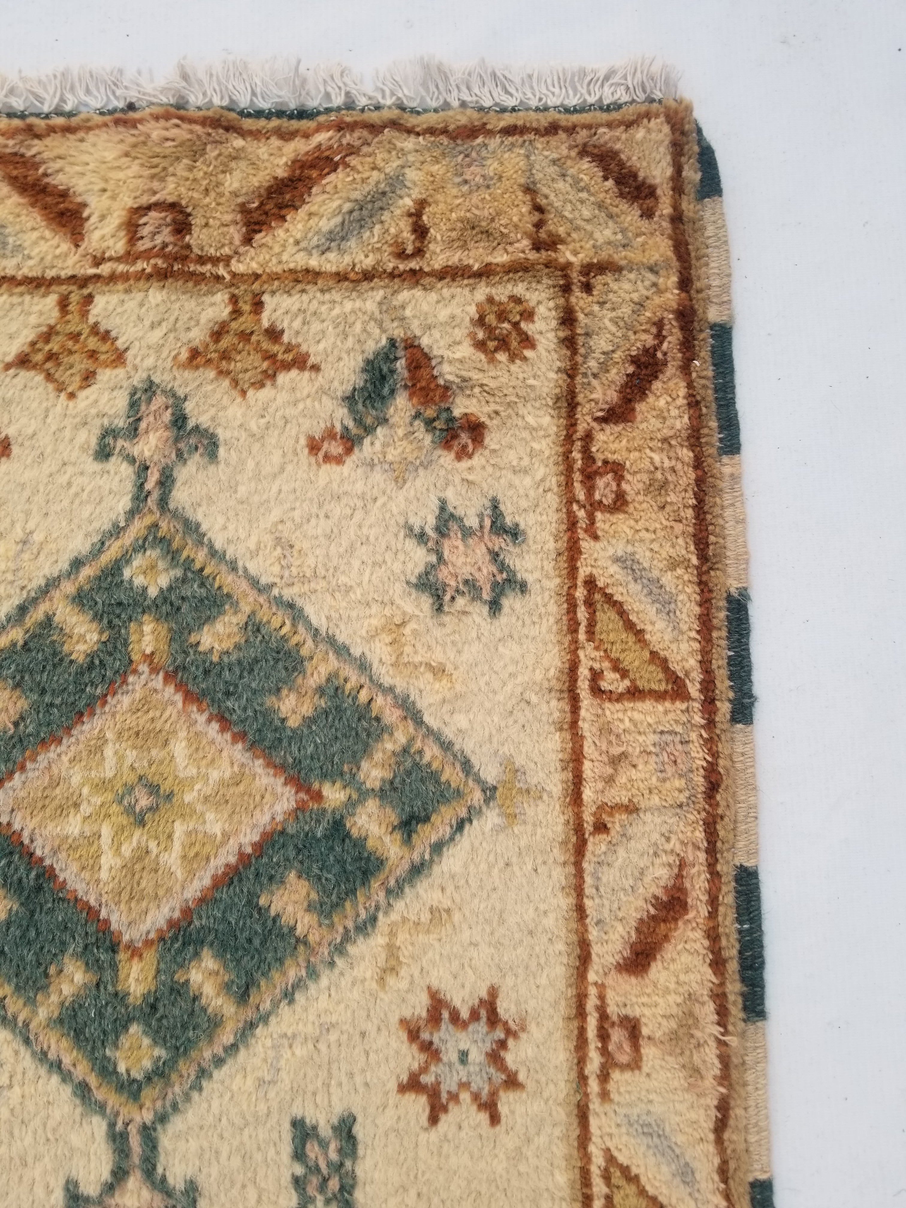 Vintage Traditional Handmade Turkish Oushak Wool Multicolor Rug 120x61cm