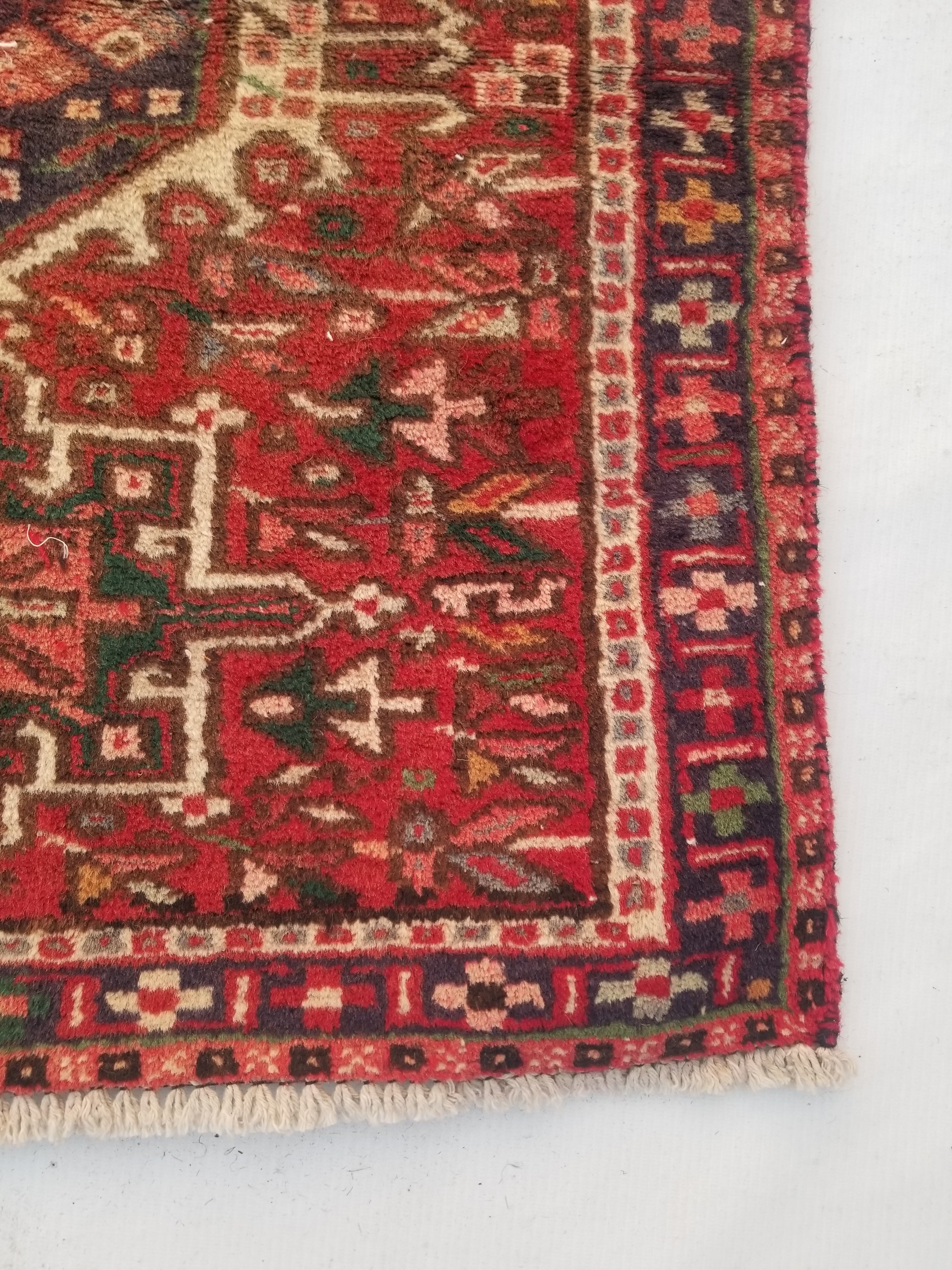 Vintage Traditional Handmade Oriental Wool Multicolor Rug 78x58cm