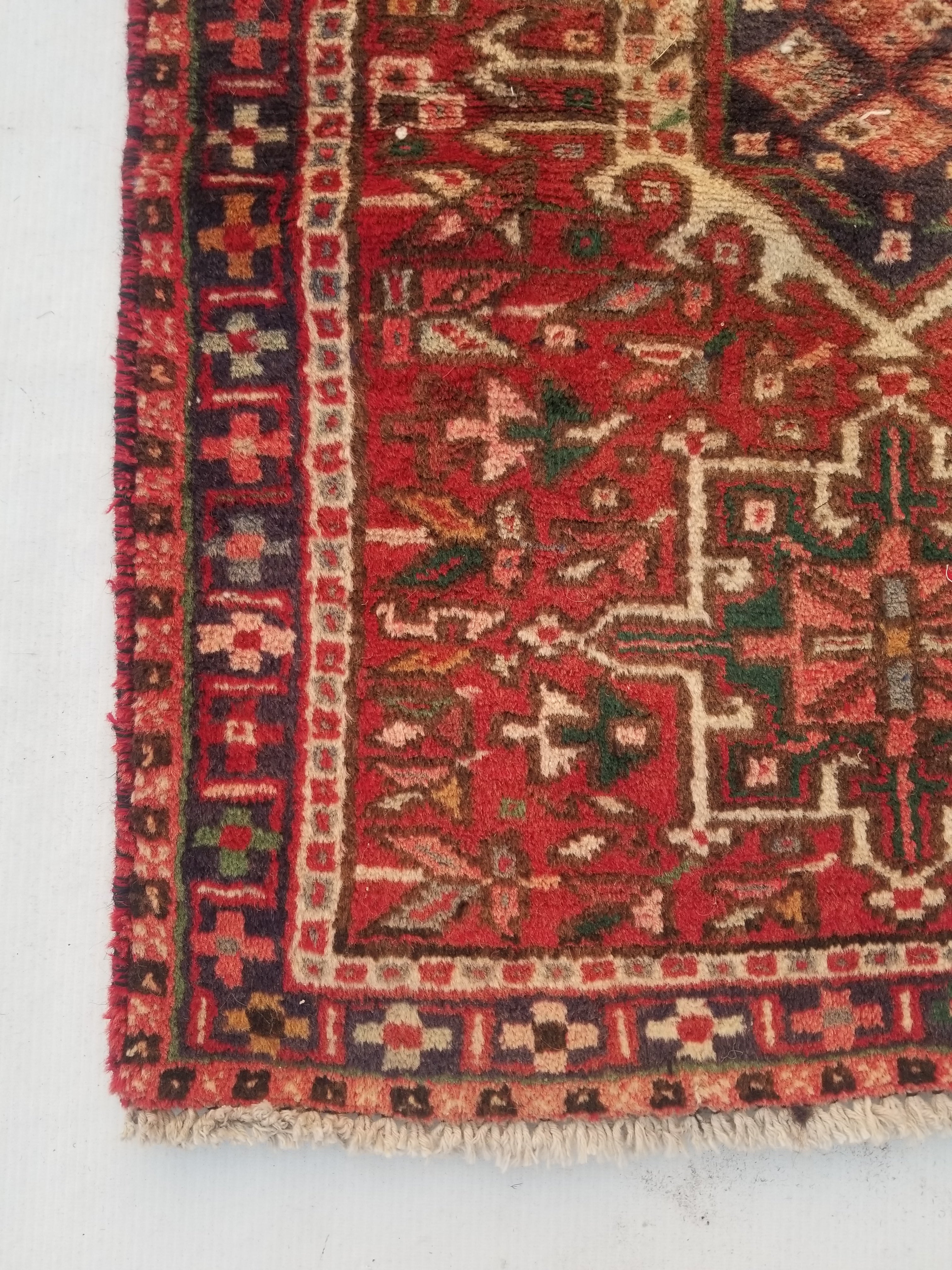 Vintage Traditional Handmade Oriental Wool Multicolor Rug 78x58cm