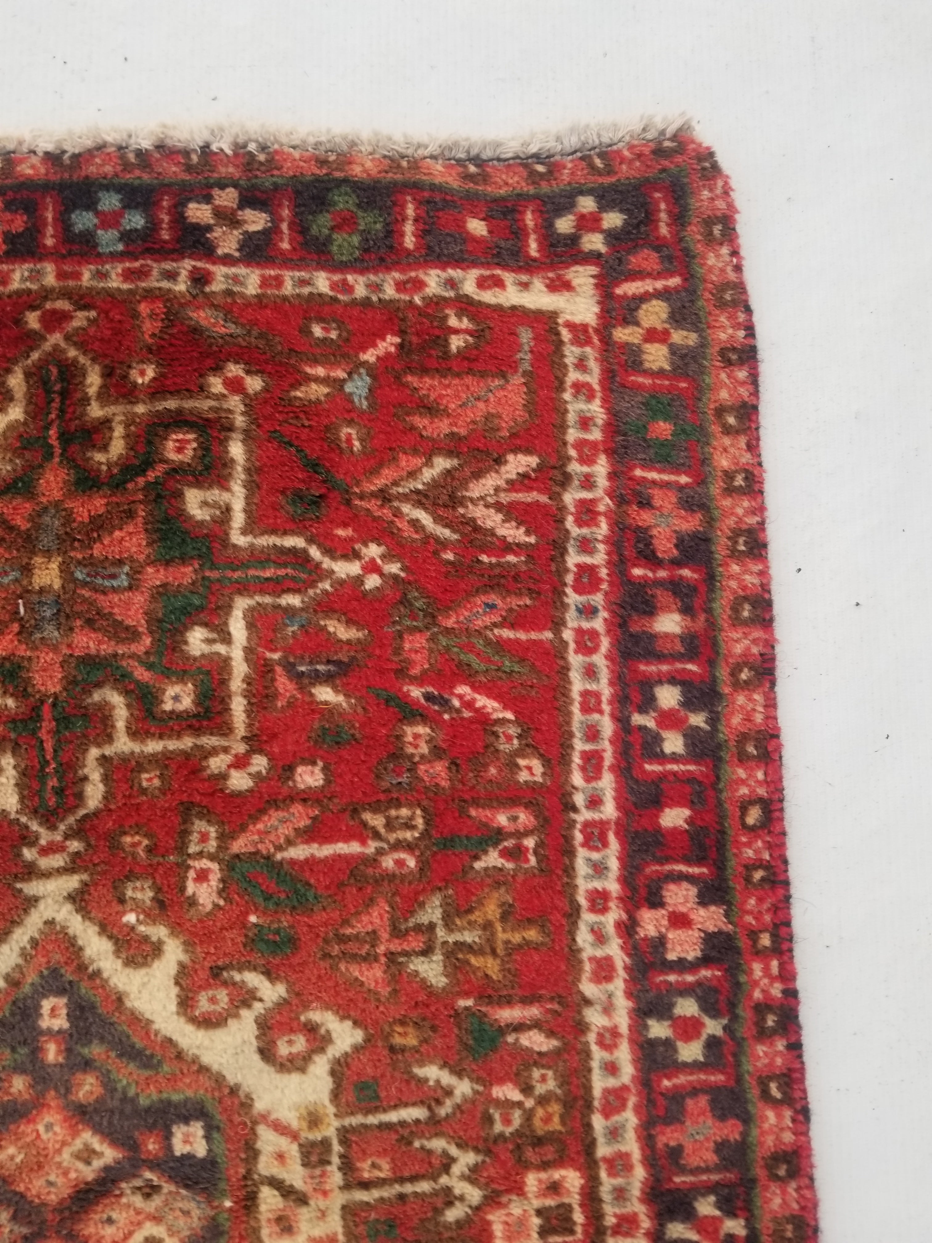 Vintage Traditional Handmade Oriental Wool Multicolor Rug 78x58cm