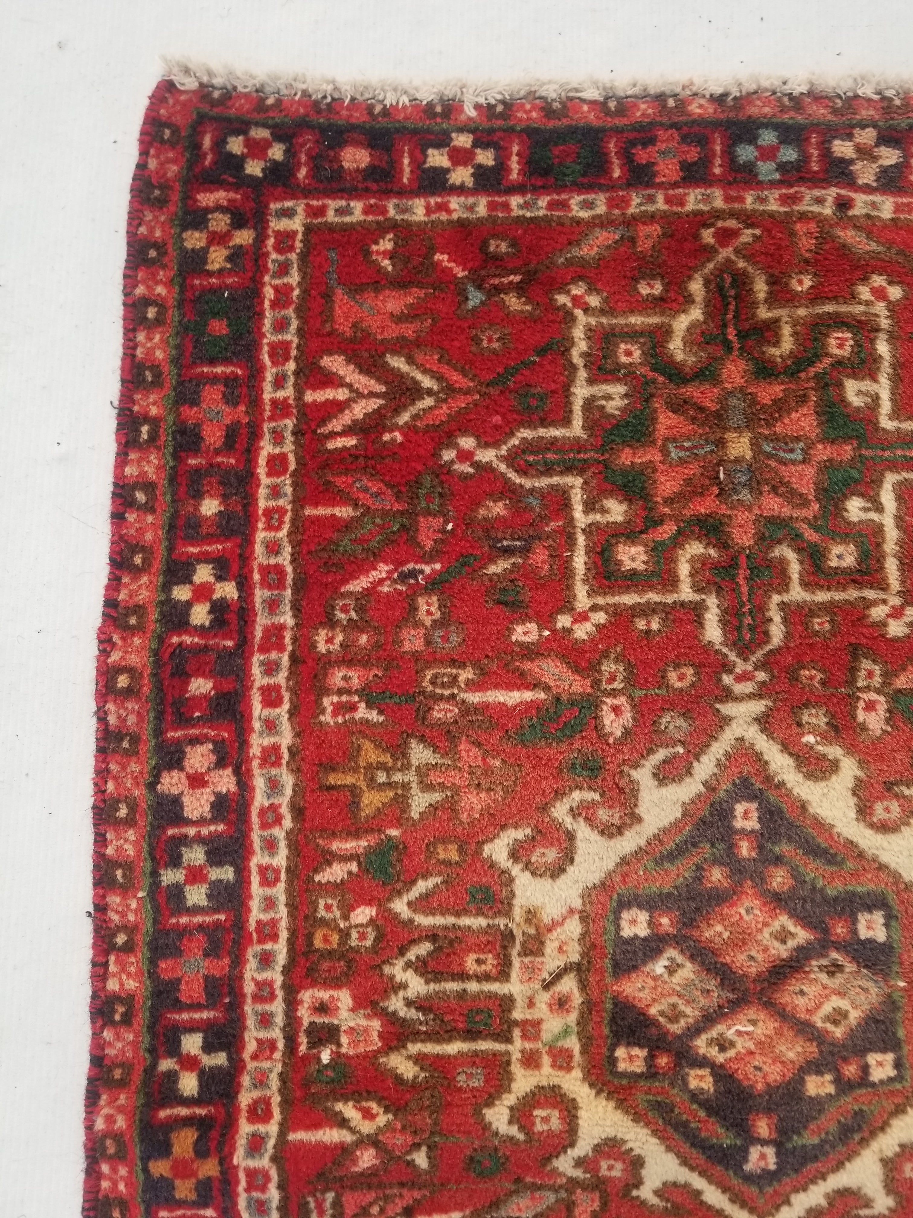 Vintage Traditional Handmade Oriental Wool Multicolor Rug 78x58cm