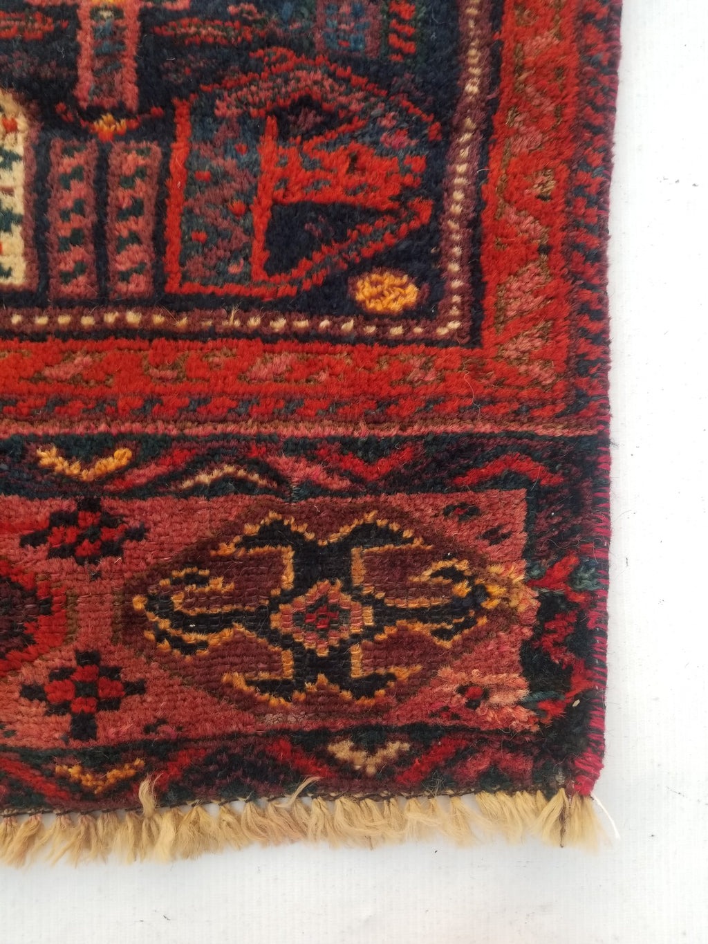 Antique Traditional Handmade Afghan Wool Multicolor Rug 58x47cm