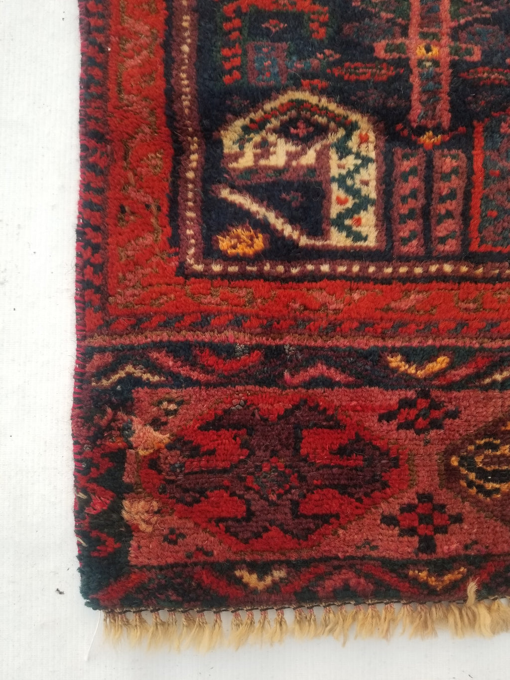 Antique Traditional Handmade Afghan Wool Multicolor Rug 58x47cm
