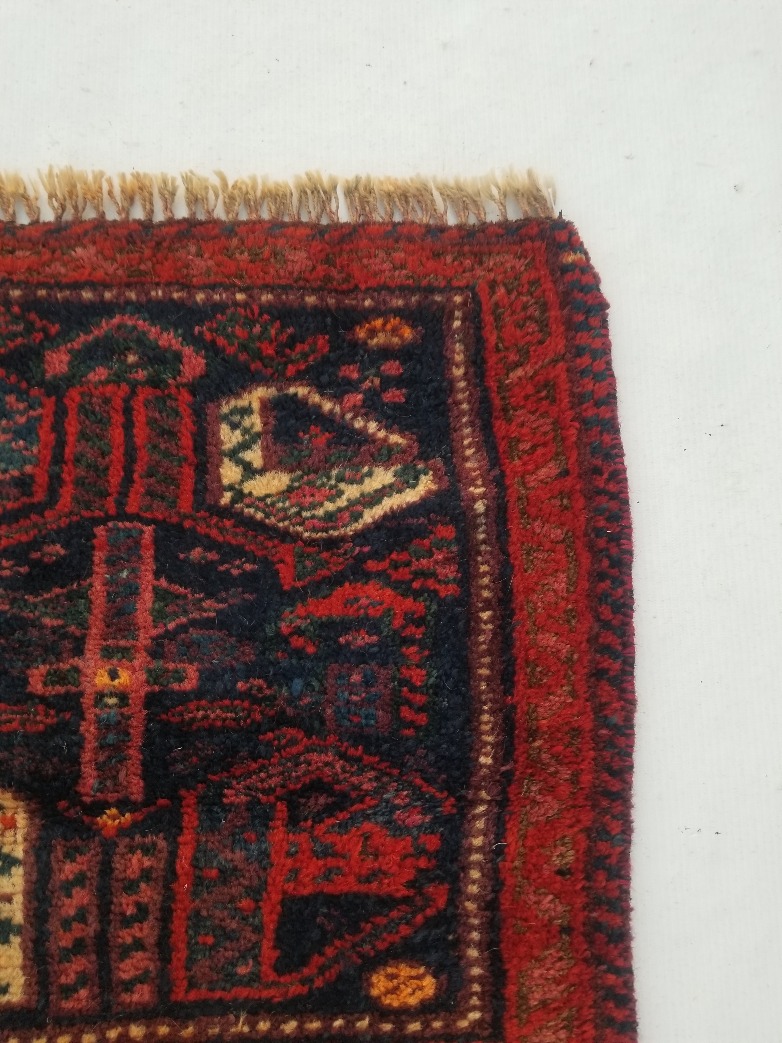 Antique Traditional Handmade Afghan Wool Multicolor Rug 58x47cm