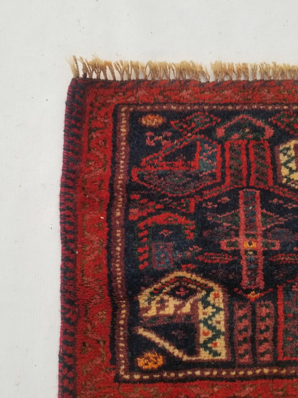 Antique Traditional Handmade Afghan Wool Multicolor Rug 58x47cm