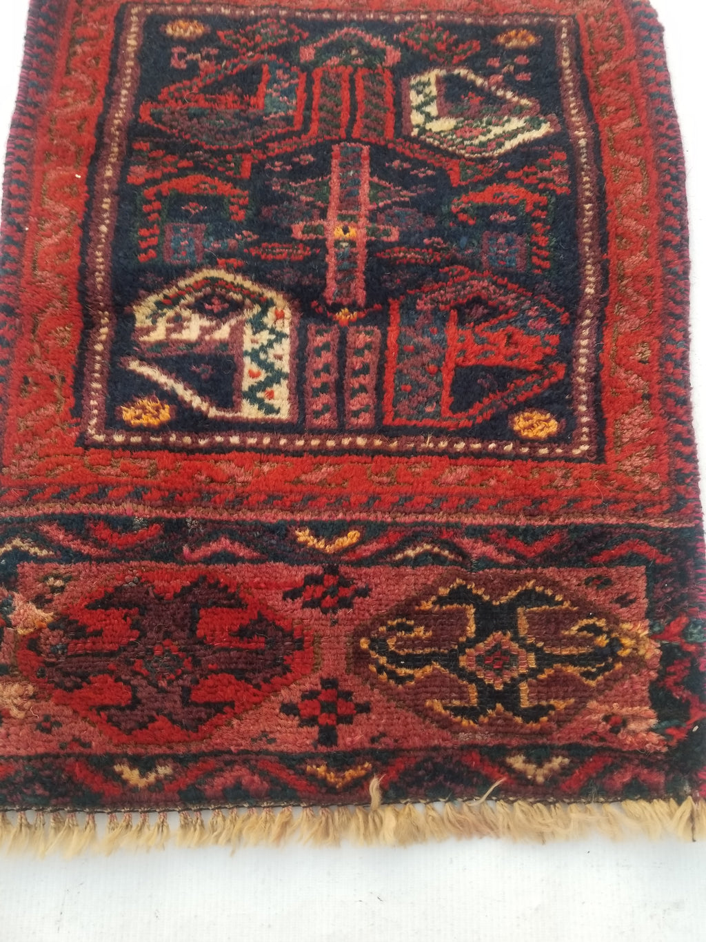 Antique Traditional Handmade Afghan Wool Multicolor Rug 58x47cm