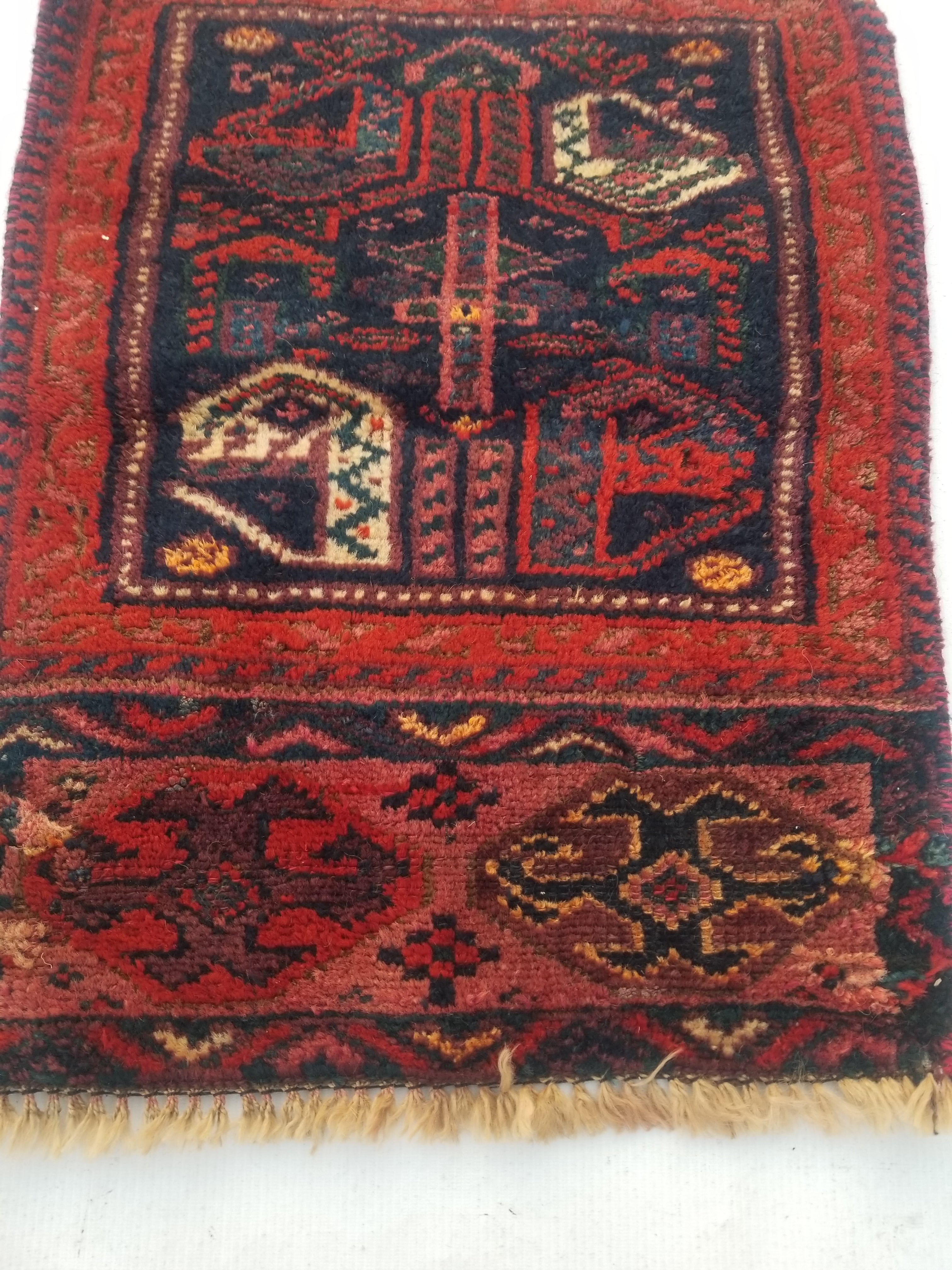 Antique Traditional Handmade Afghan Wool Multicolor Rug 58x47cm
