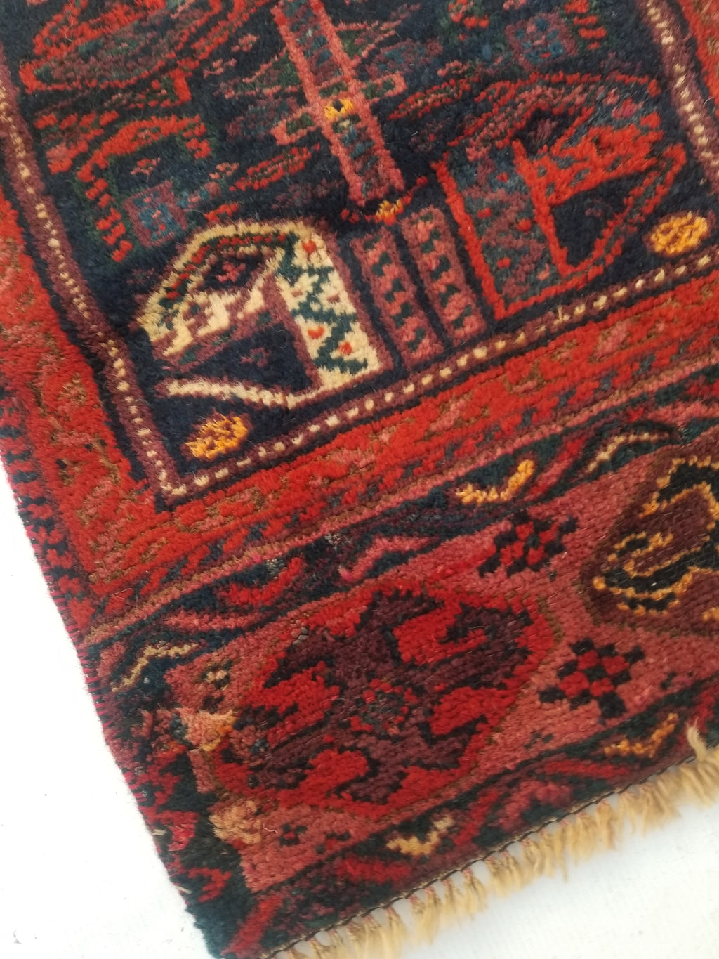Antique Traditional Handmade Afghan Wool Multicolor Rug 58x47cm