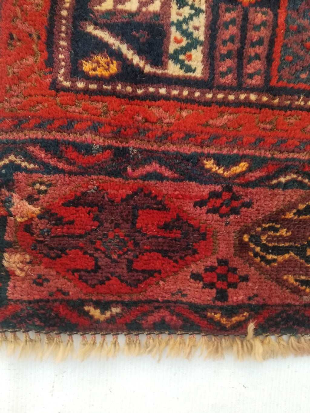 Antique Traditional Handmade Afghan Wool Multicolor Rug 58x47cm