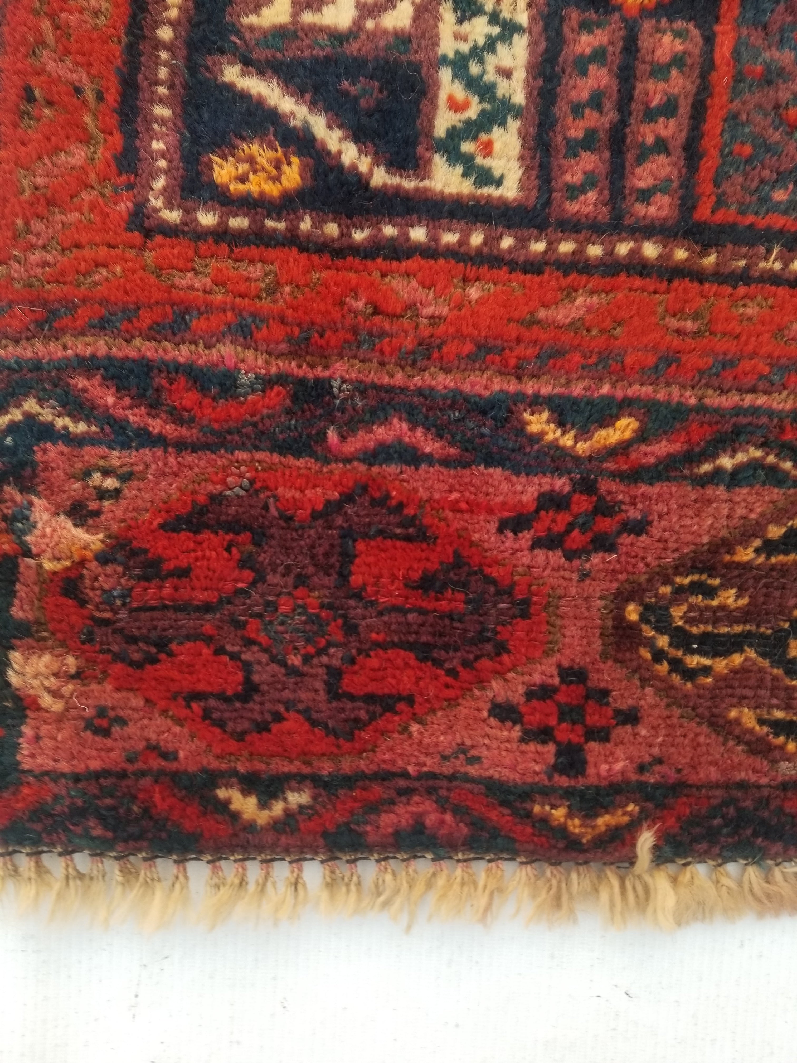 Antique Traditional Handmade Afghan Wool Multicolor Rug 58x47cm