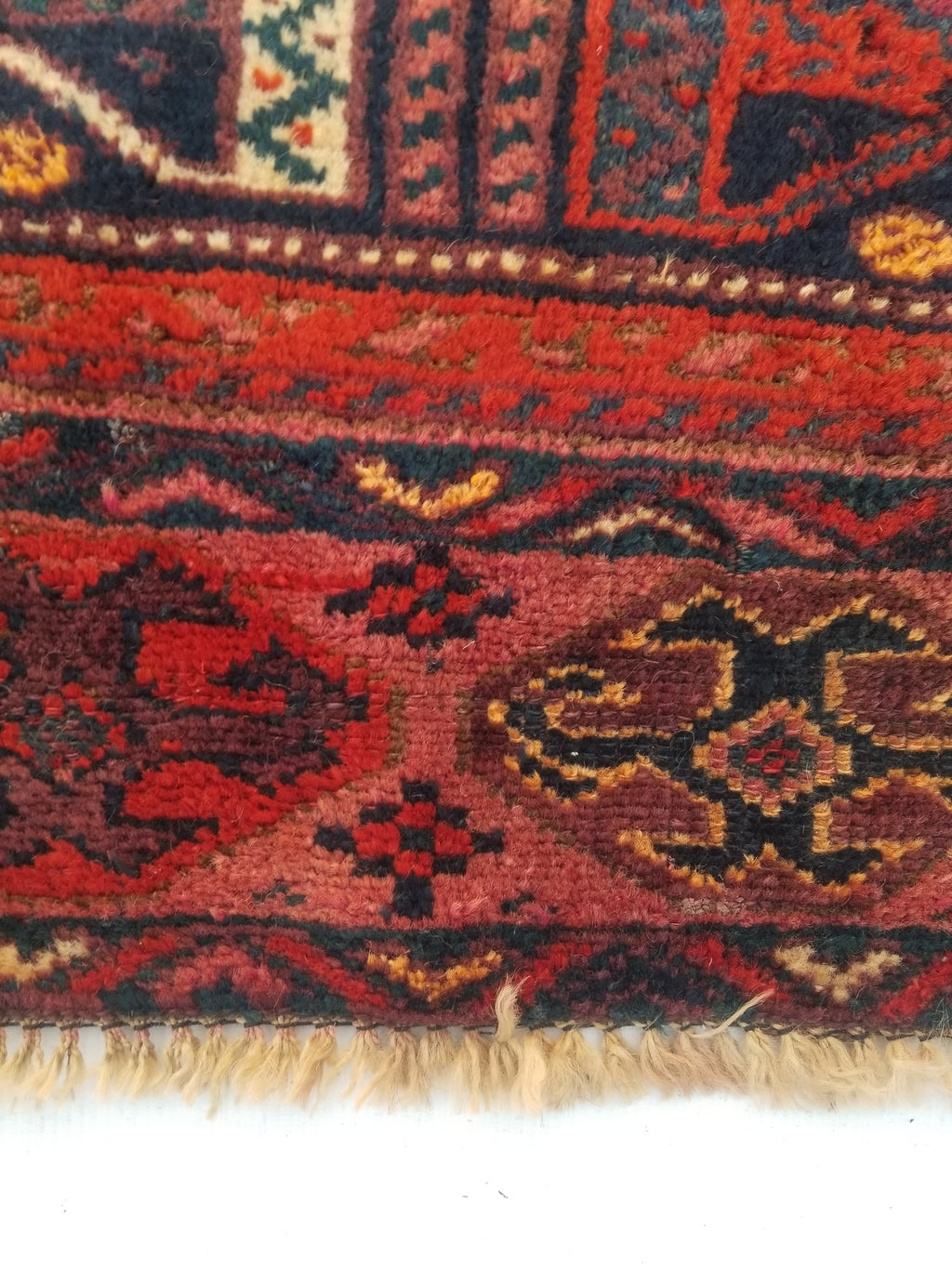 Antique Traditional Handmade Afghan Wool Multicolor Rug 58x47cm
