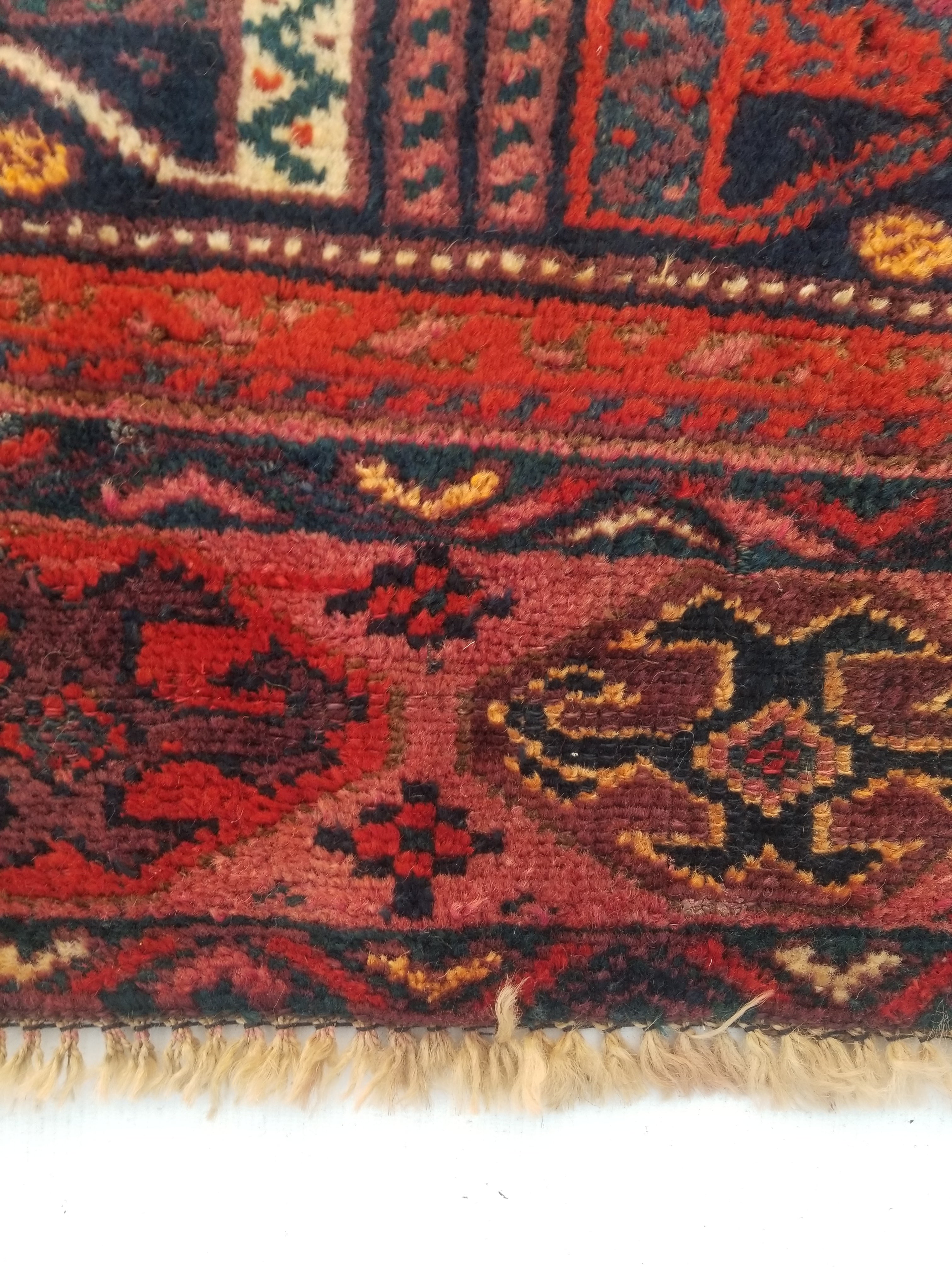 Antique Traditional Handmade Afghan Wool Multicolor Rug 58x47cm