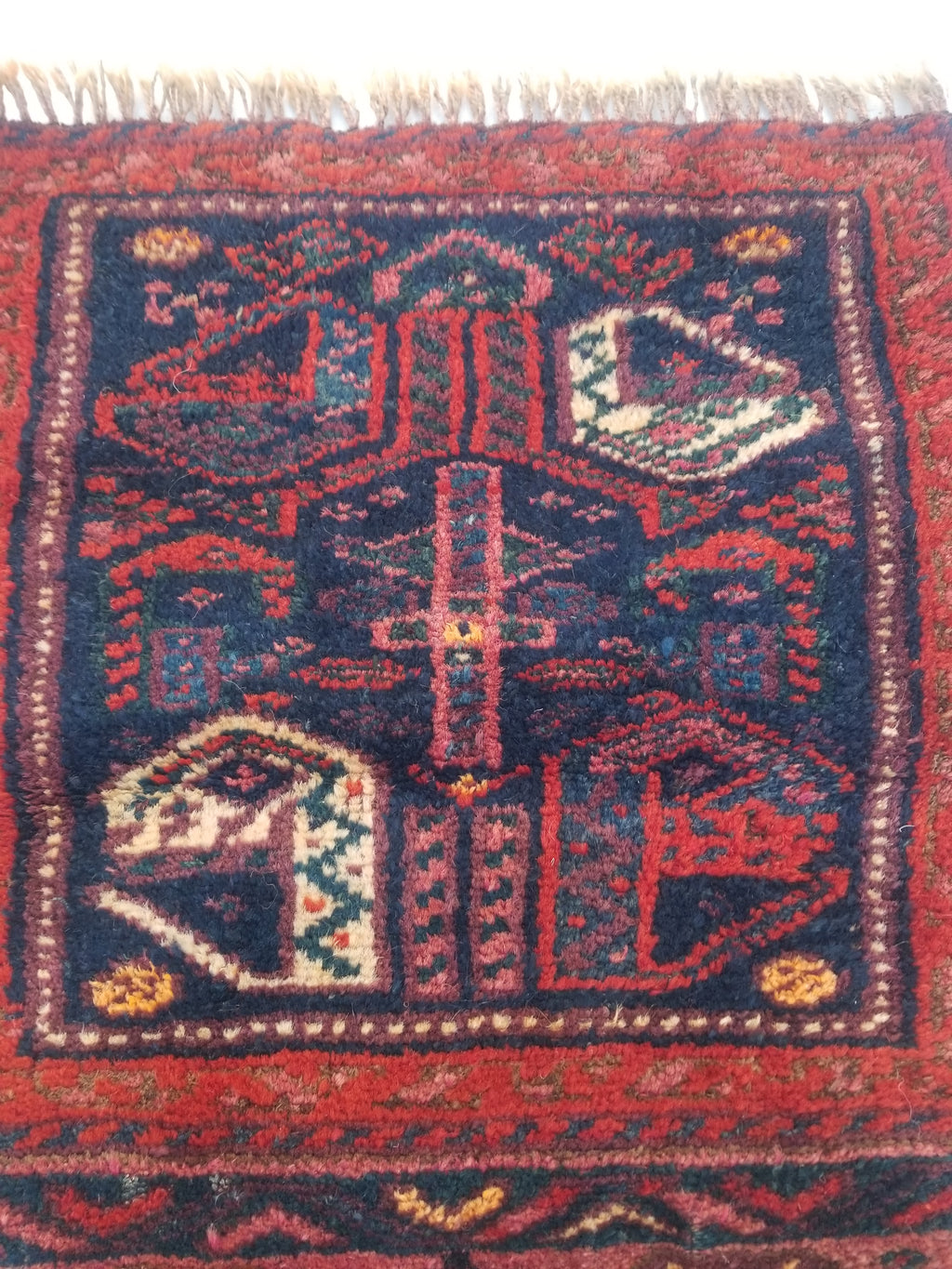 Antique Traditional Handmade Afghan Wool Multicolor Rug 58x47cm