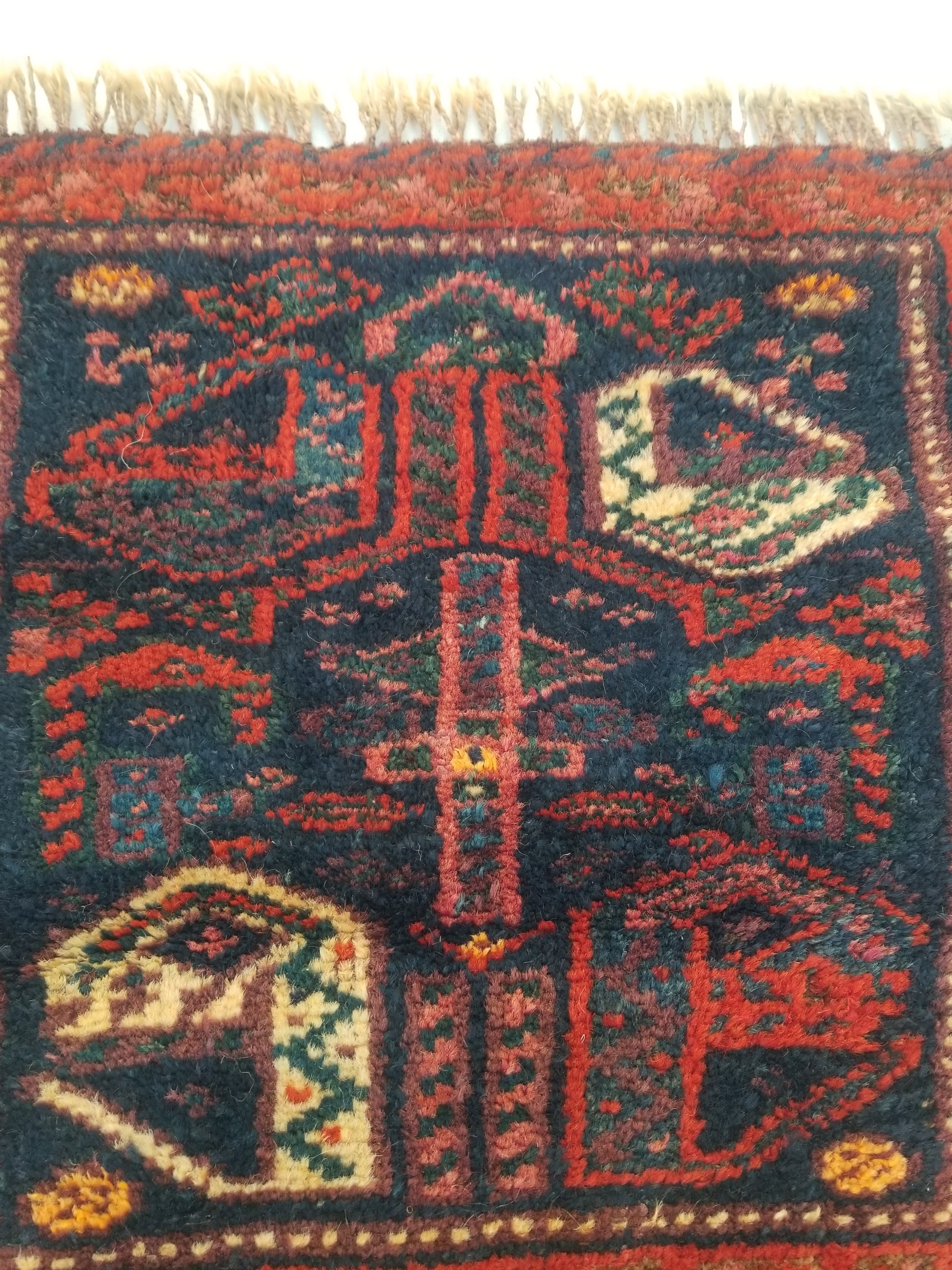 Antique Traditional Handmade Afghan Wool Multicolor Rug 58x47cm