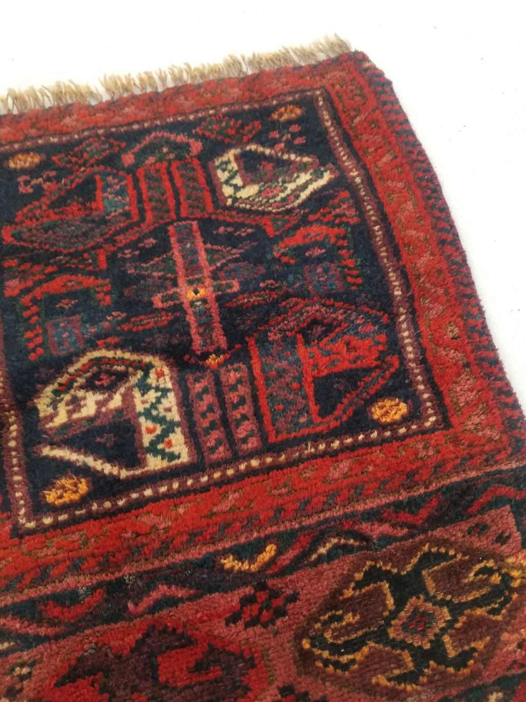 Antique Traditional Handmade Afghan Wool Multicolor Rug 58x47cm