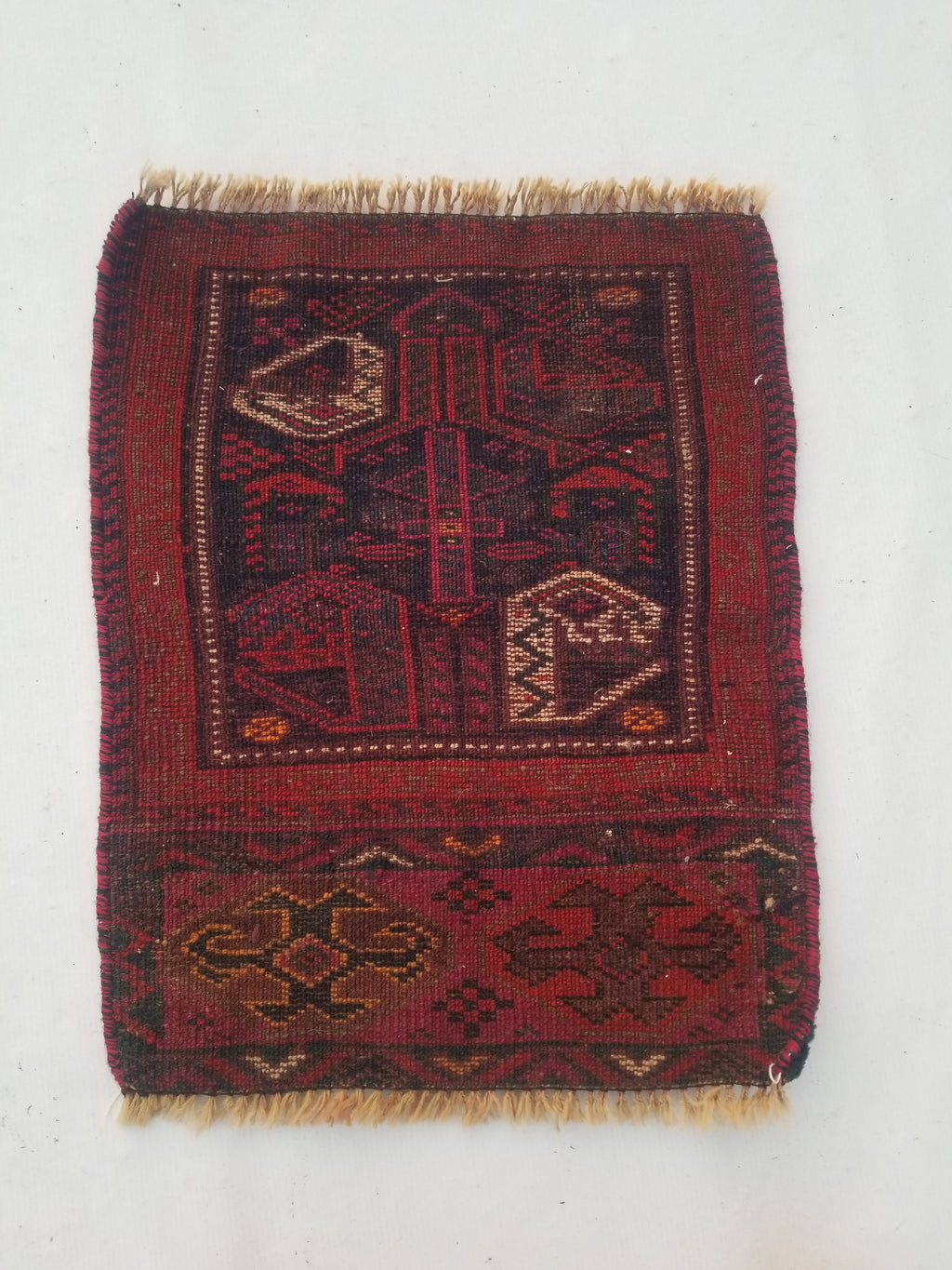 Antique Traditional Handmade Afghan Wool Multicolor Rug 58x47cm