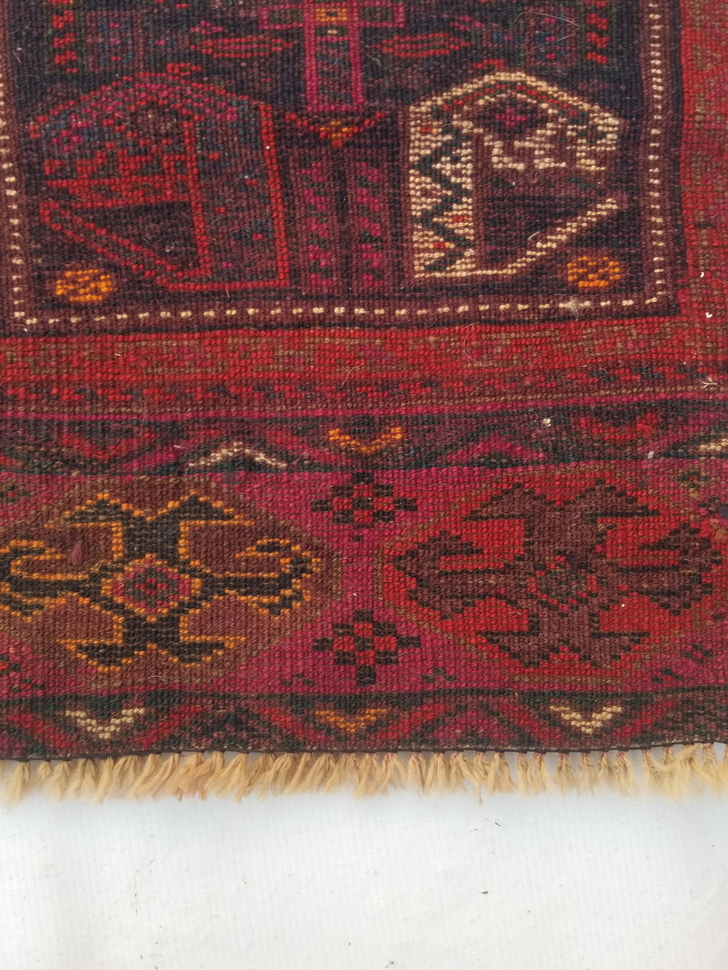 Antique Traditional Handmade Afghan Wool Multicolor Rug 58x47cm