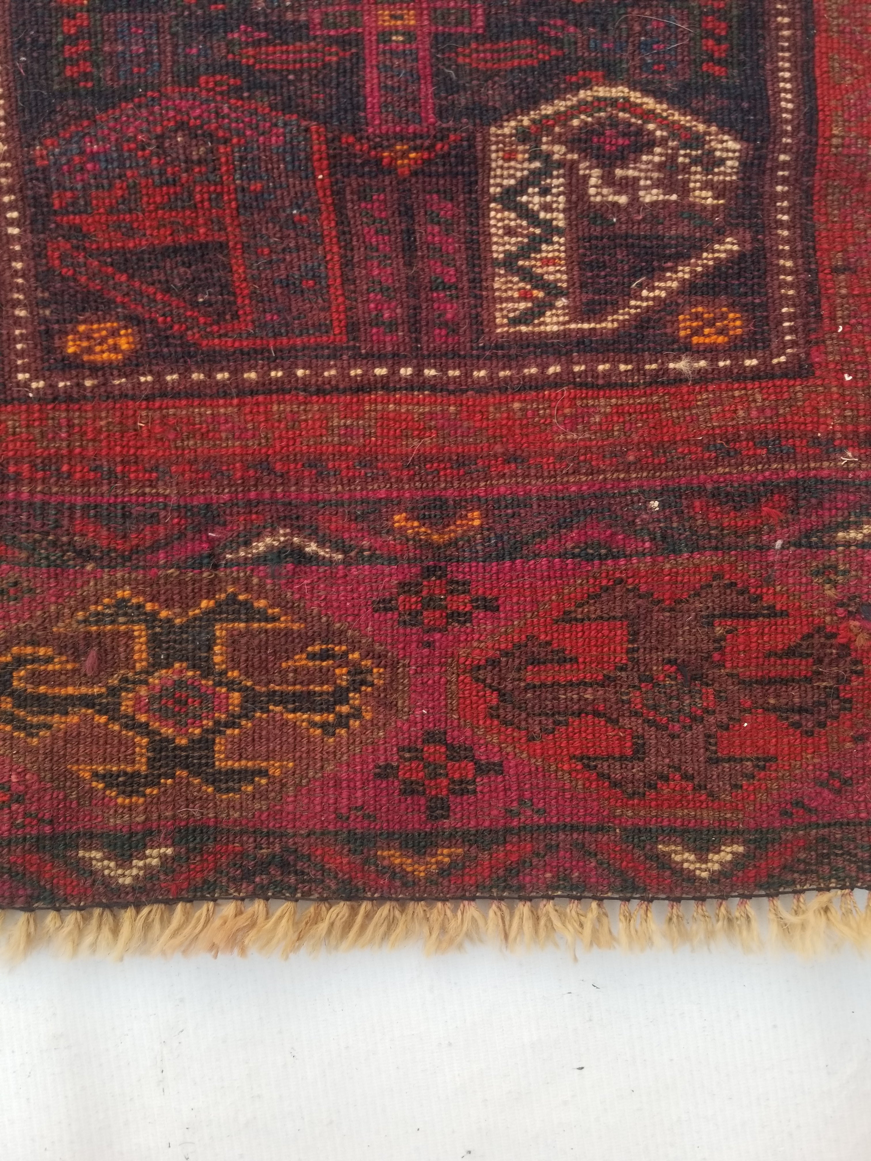 Antique Traditional Handmade Afghan Wool Multicolor Rug 58x47cm