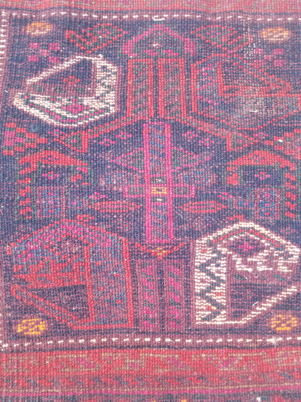 Antique Traditional Handmade Afghan Wool Multicolor Rug 58x47cm