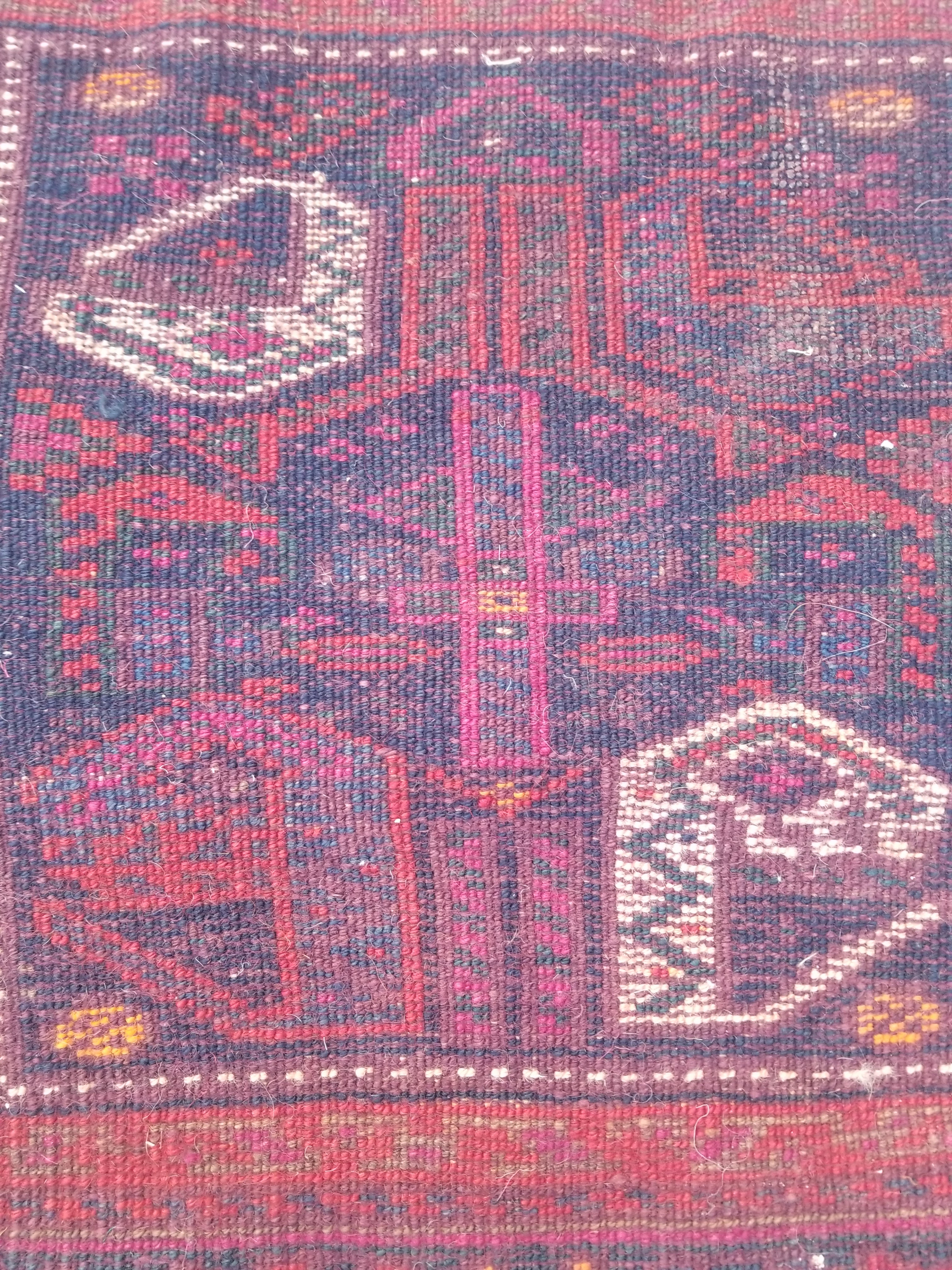 Antique Traditional Handmade Afghan Wool Multicolor Rug 58x47cm