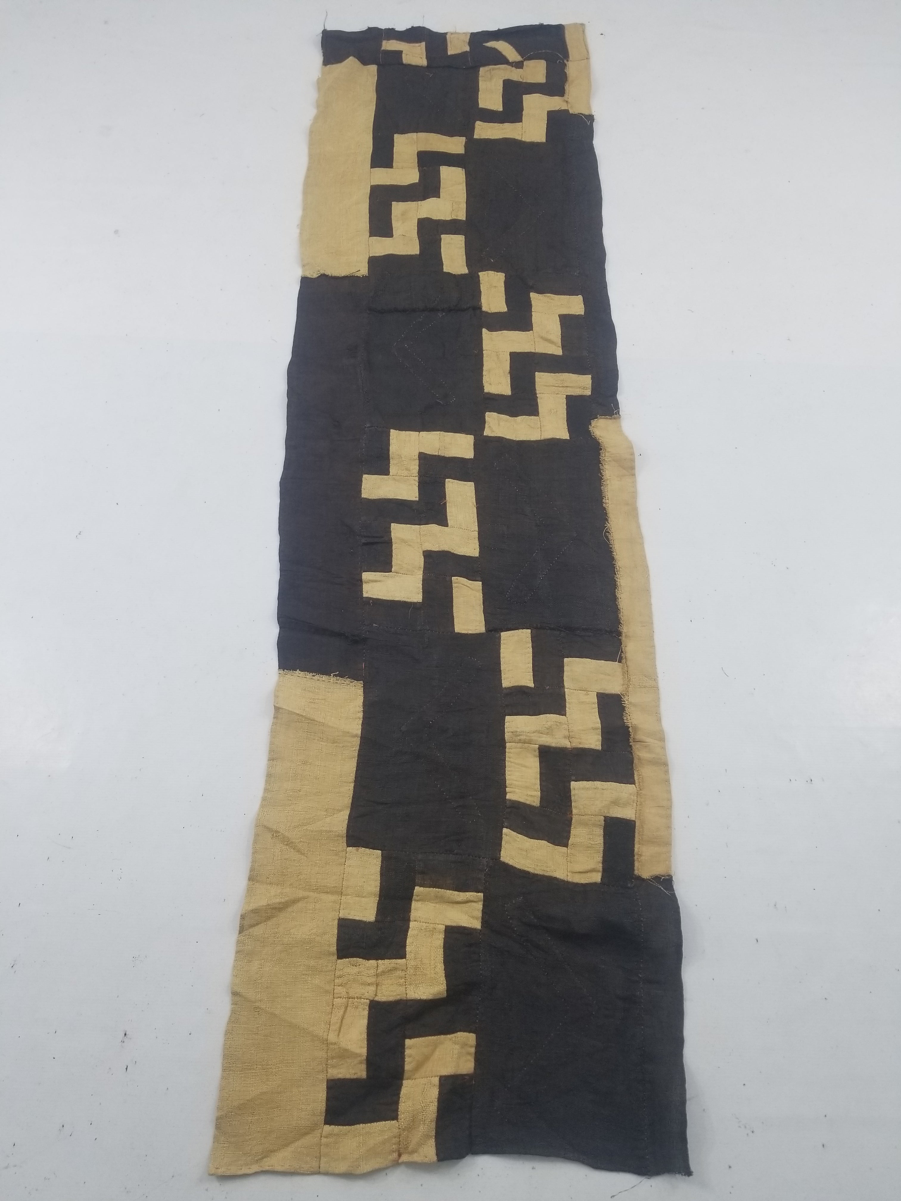 Vintage African Handwoven Kuba Cloth Raffia Textile Panel 190x52cm