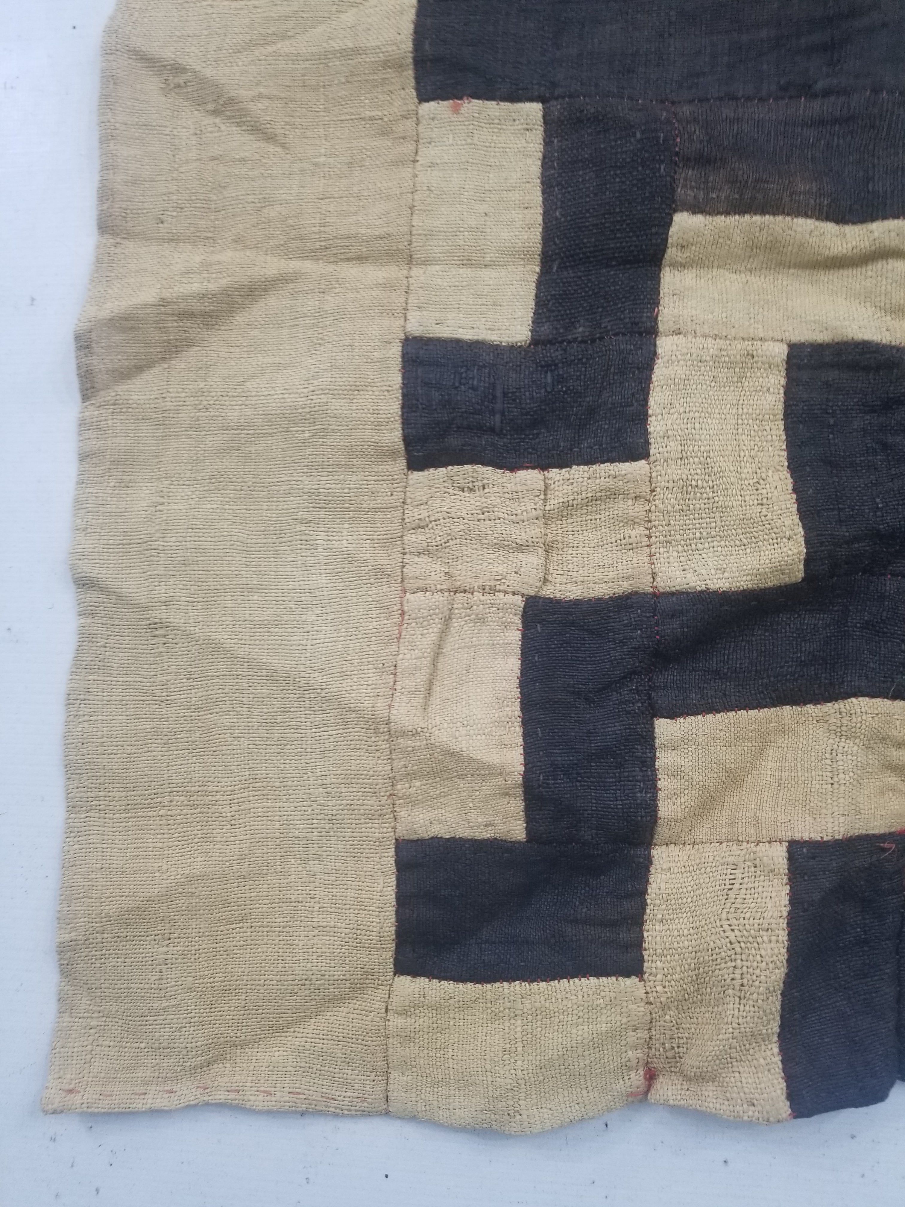 Vintage African Handwoven Kuba Cloth Raffia Textile Panel 190x52cm