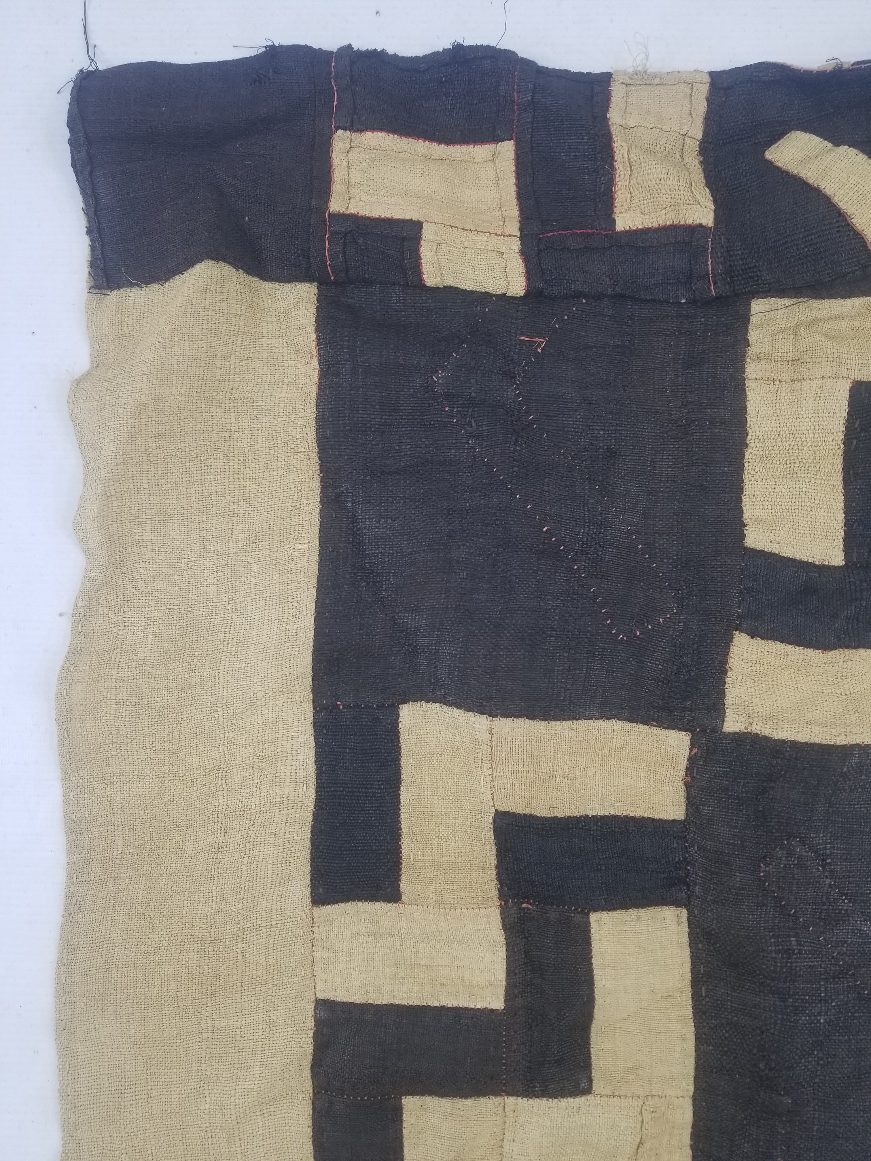 Vintage African Handwoven Kuba Cloth Raffia Textile Panel 190x52cm