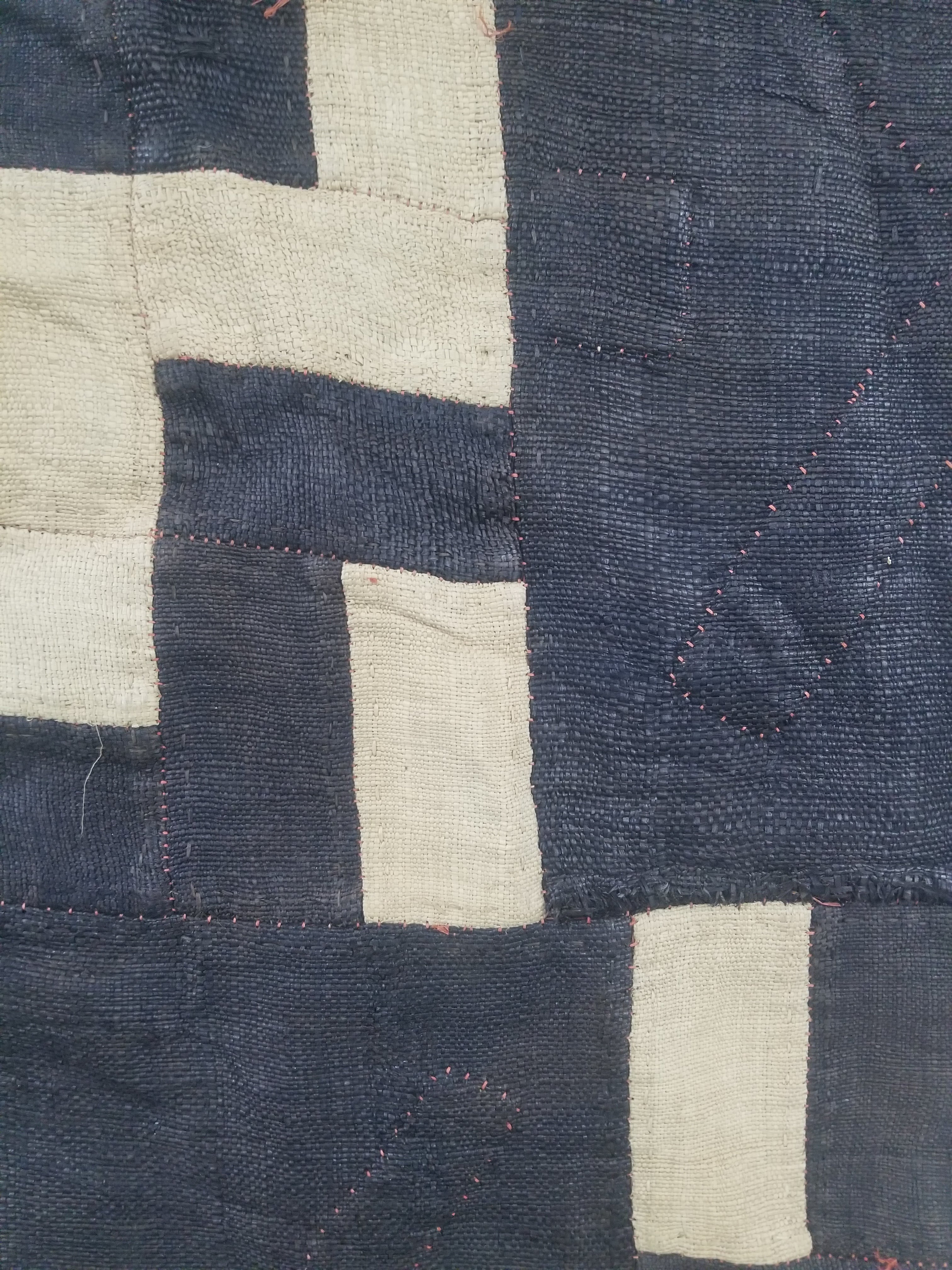 Vintage African Handwoven Kuba Cloth Raffia Textile Panel 190x52cm