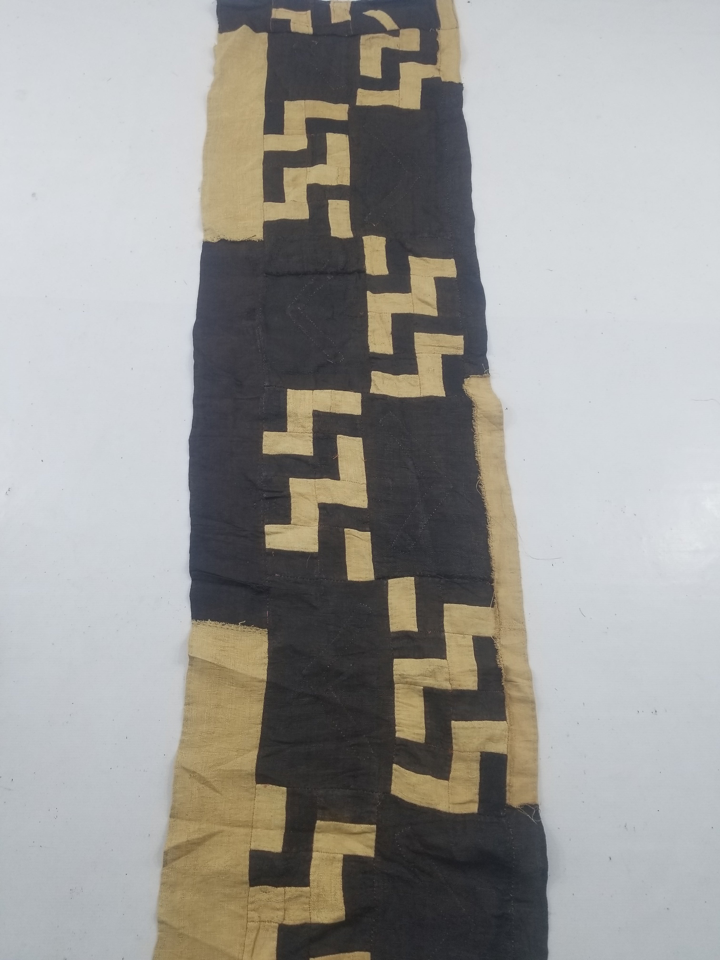 Vintage African Handwoven Kuba Cloth Raffia Textile Panel 190x52cm