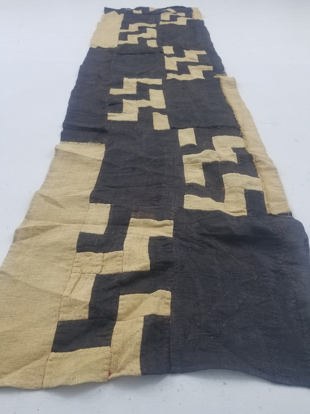 Vintage African Handwoven Kuba Cloth Raffia Textile Panel 190x52cm