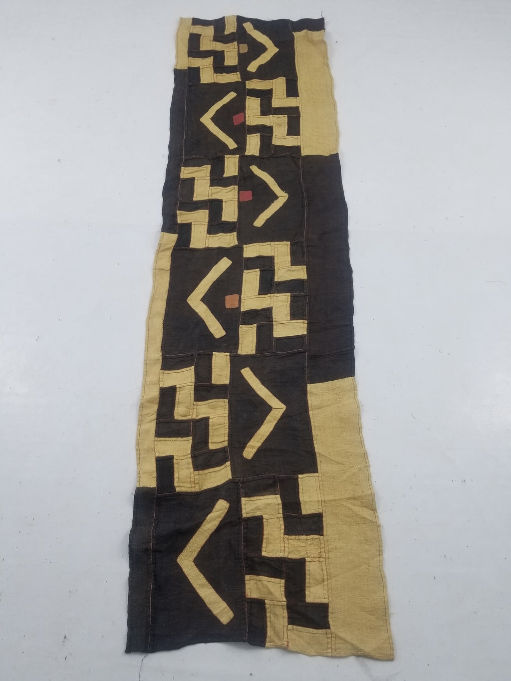Vintage African Handwoven Kuba Cloth Raffia Textile Panel 190x52cm