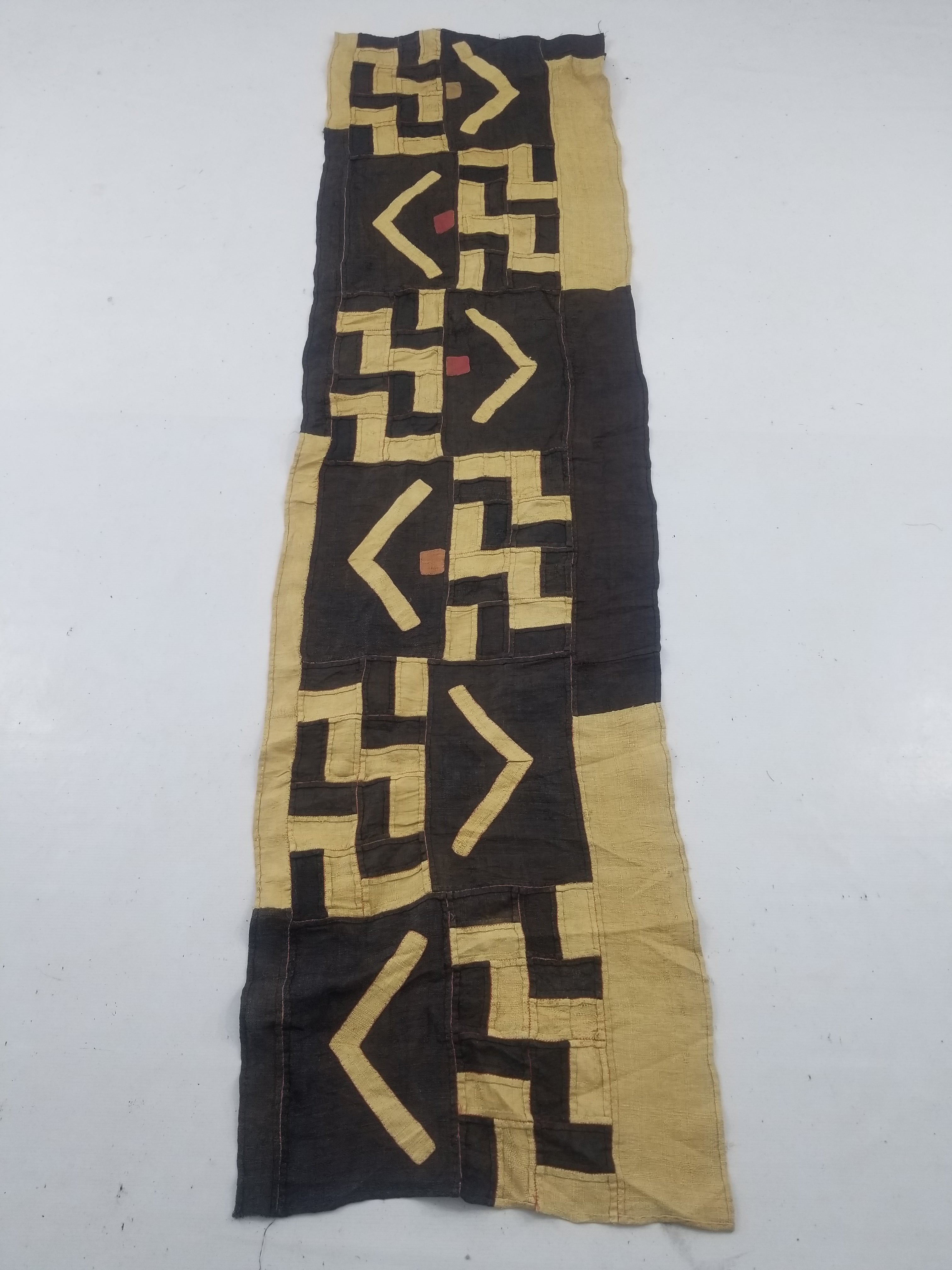 Vintage African Handwoven Kuba Cloth Raffia Textile Panel 190x52cm