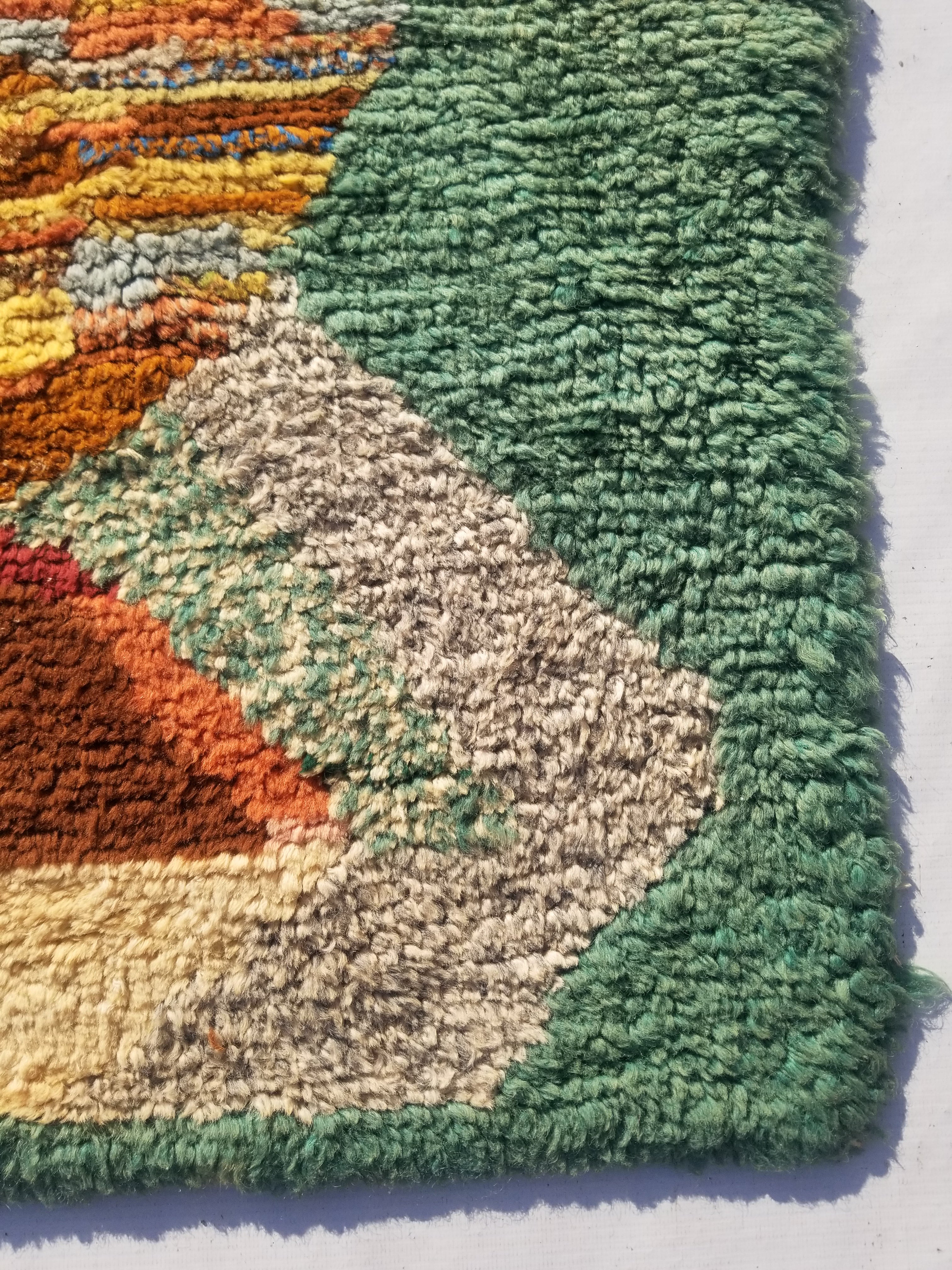 Vintage Traditional Handmade Moroccan Wool Multicolor Rug 91x67cm