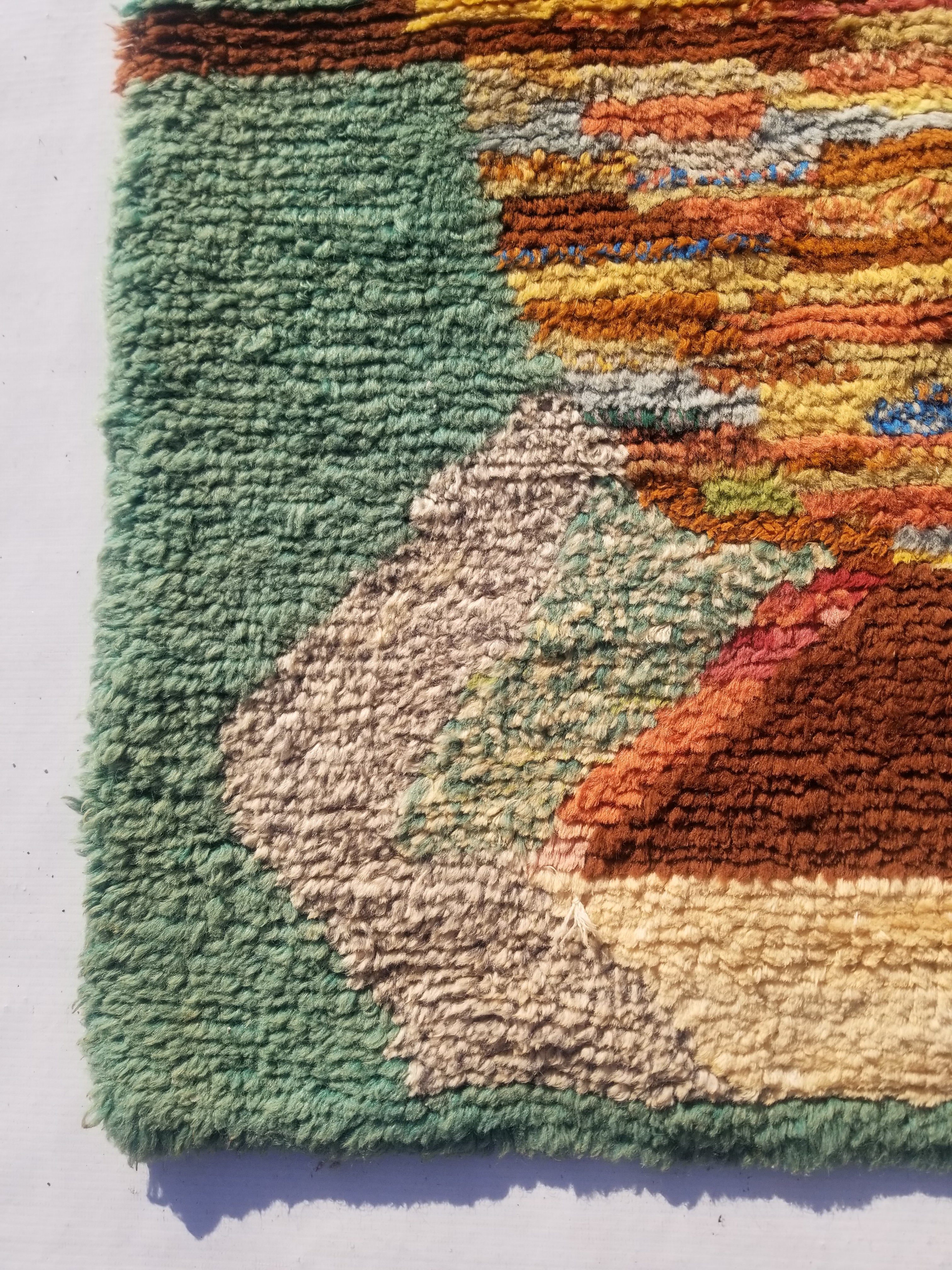Vintage Traditional Handmade Moroccan Wool Multicolor Rug 91x67cm